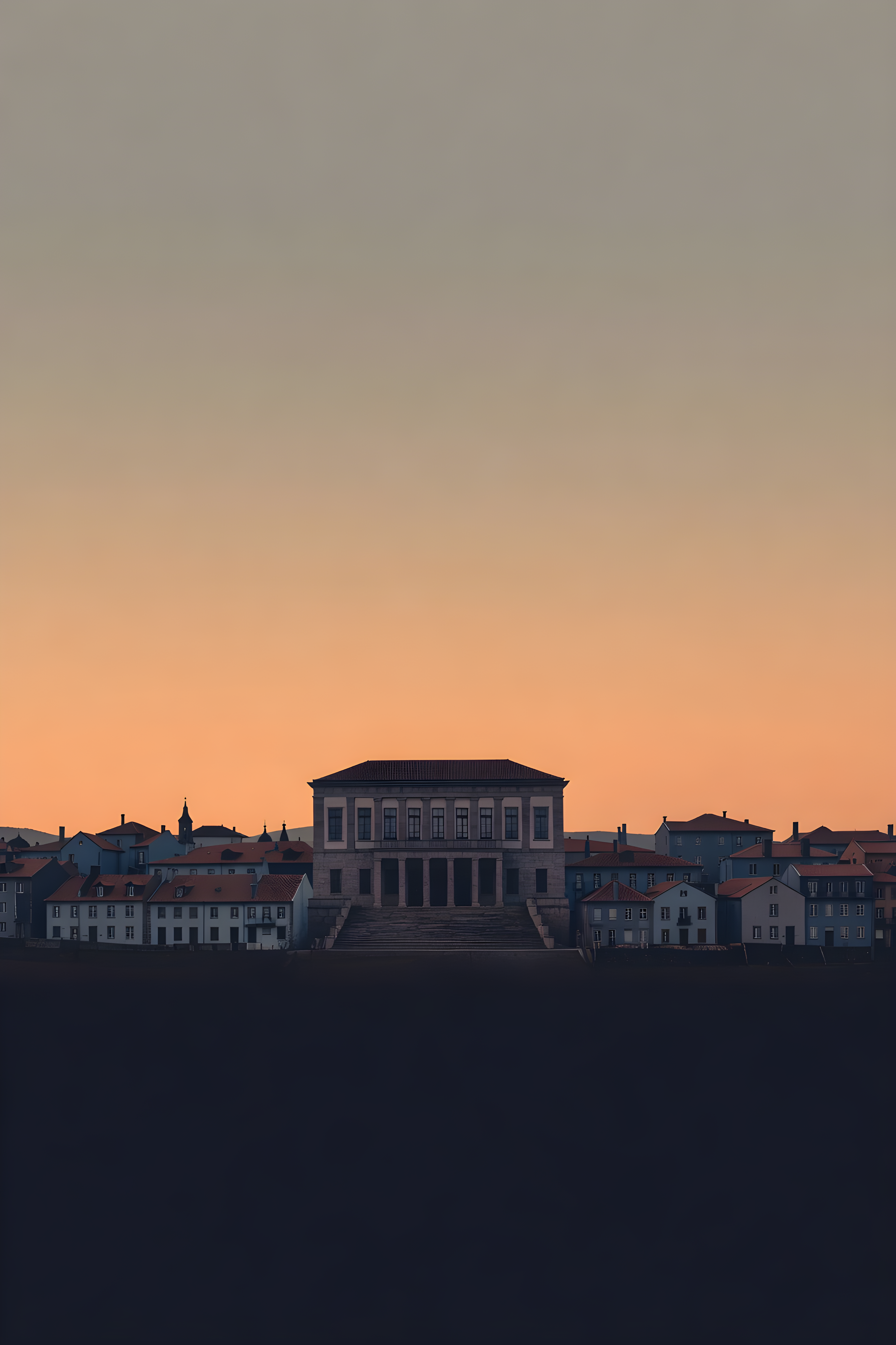 Silhouette skyline-Poster von Paços de Ferreira — warmes minimalistisches Motiv, ab 19 €