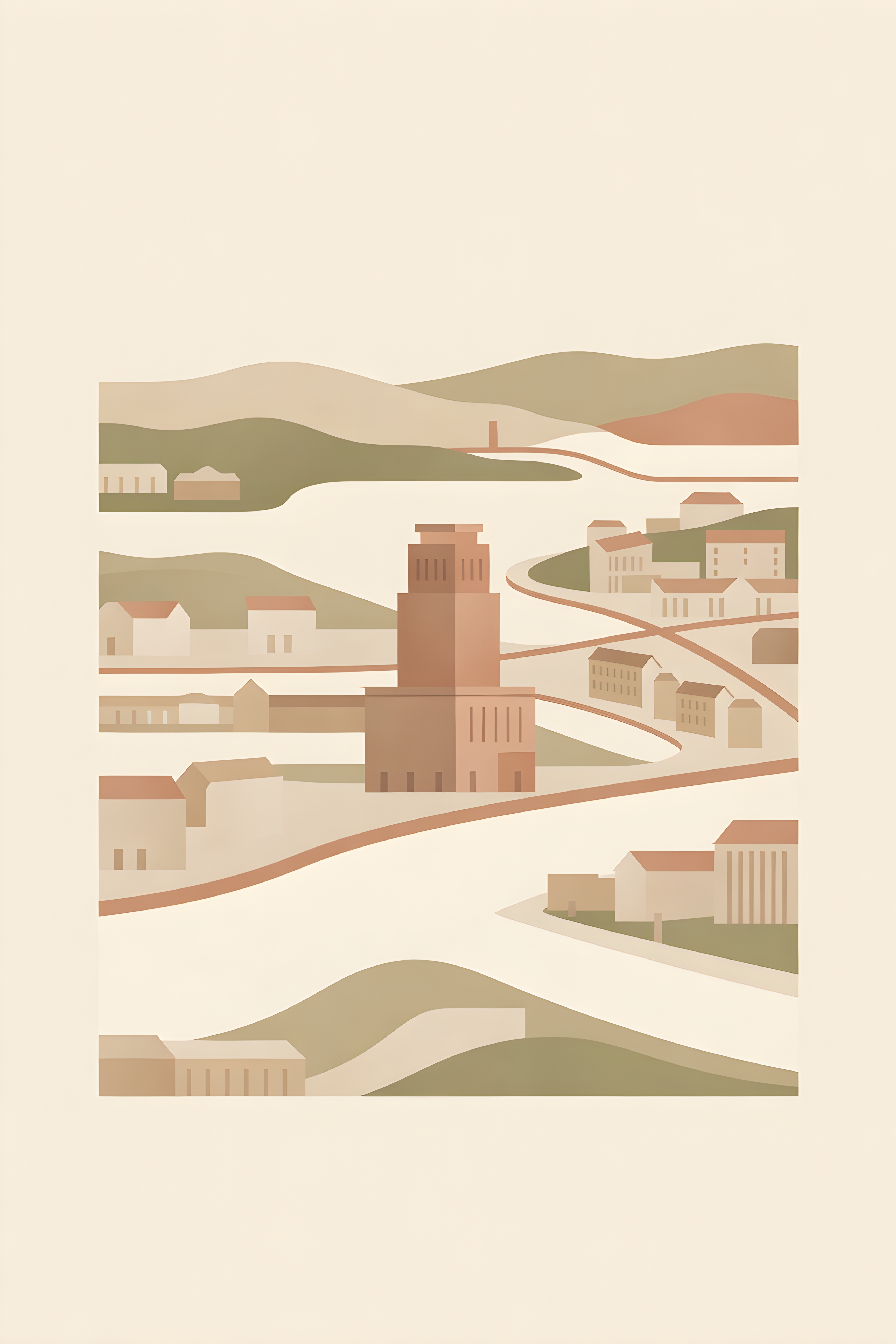 Flat vector illustration poster of Göteborg — warm minimalist design, from €19