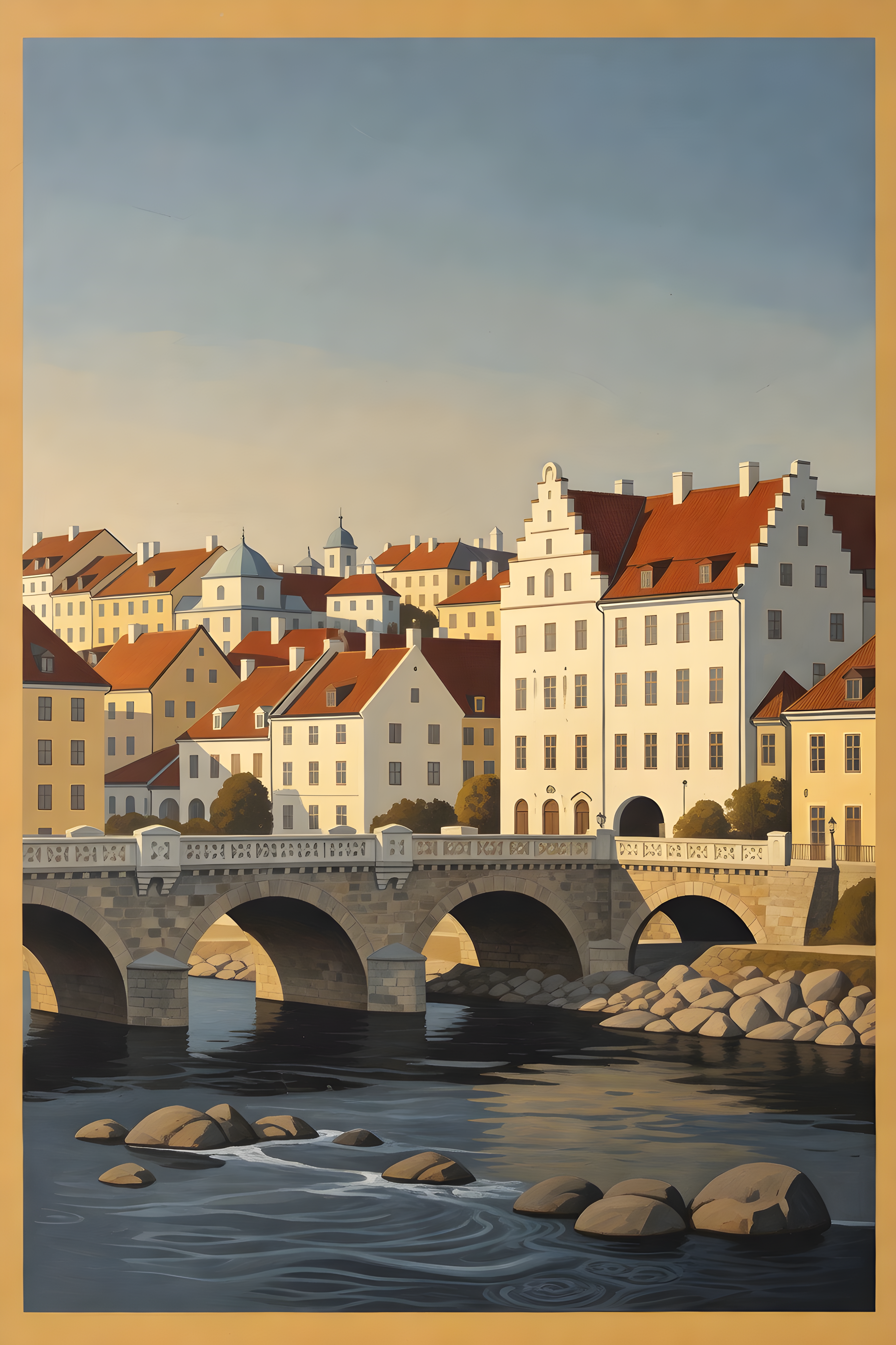 Vintage travel poster poster of Falkenberg — warm minimalist design, from €19