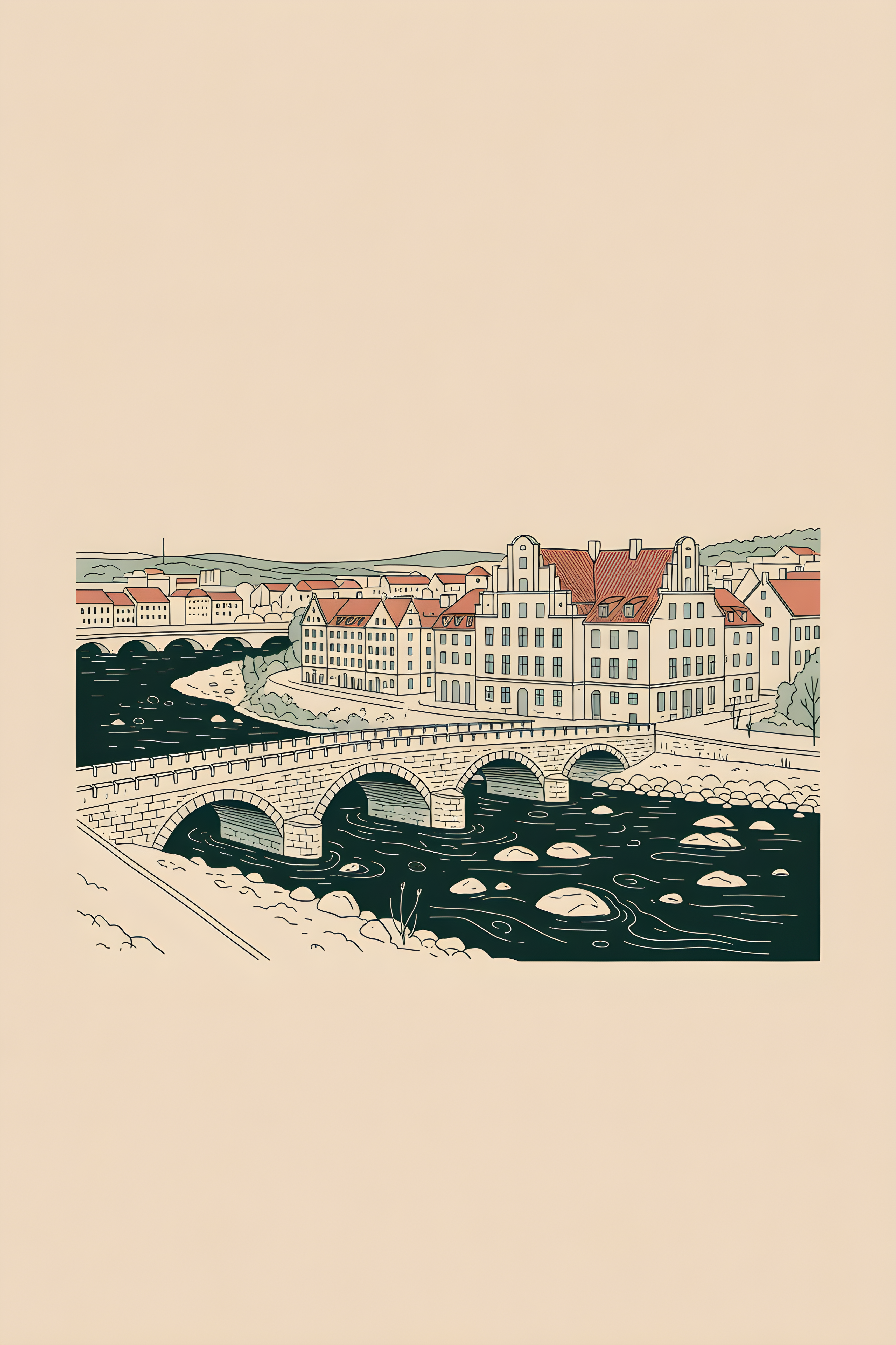 Minimalist line art poster of Falkenberg — warm minimalist design, from €19