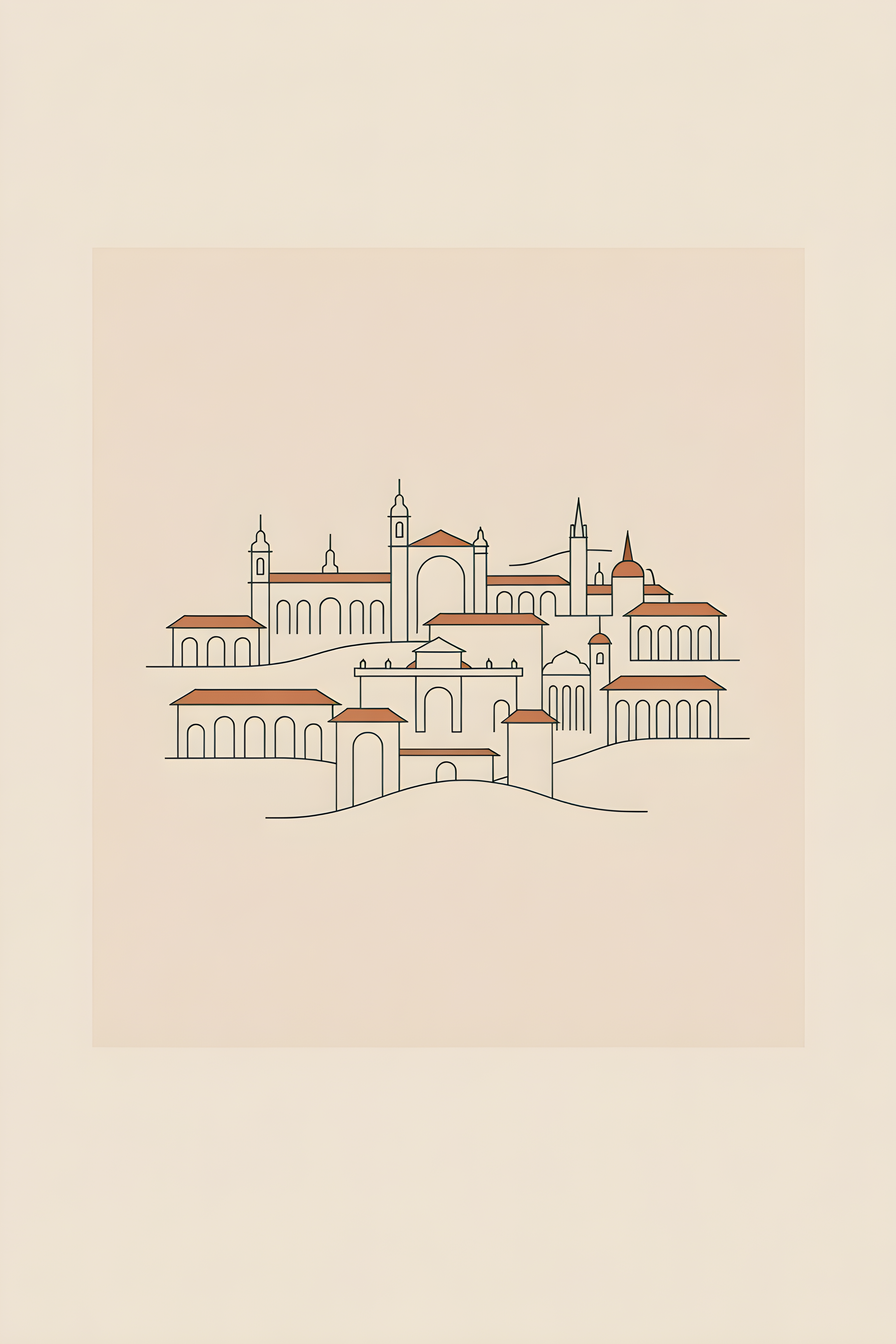 Minimalist line art poster of Madrid — warm minimalist design, from €19
