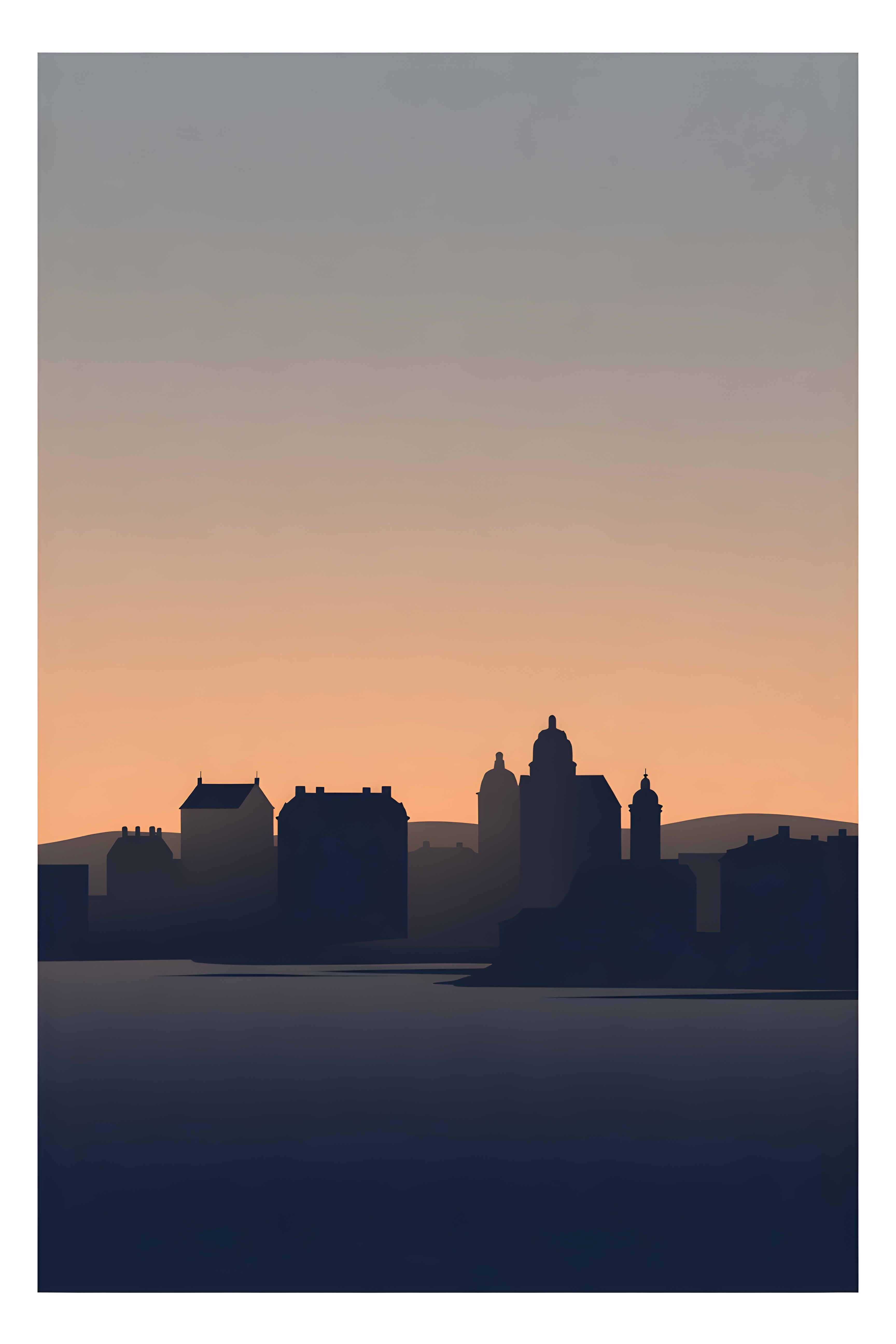 Silhouette skyline poster of Stockholm — warm minimalist design, from €19