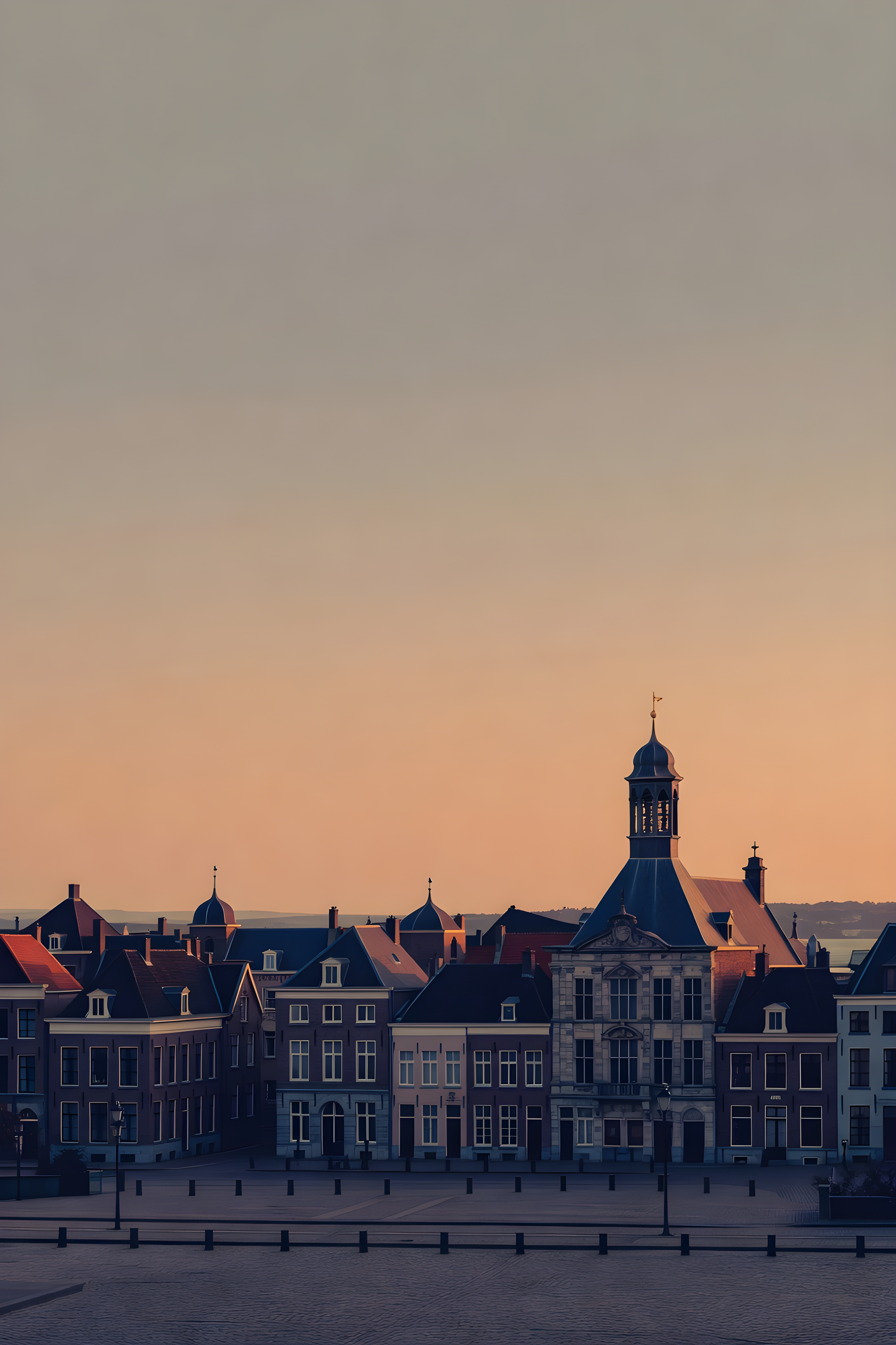 Silhouette skyline poster of Roermond — warm minimalist design, from €19