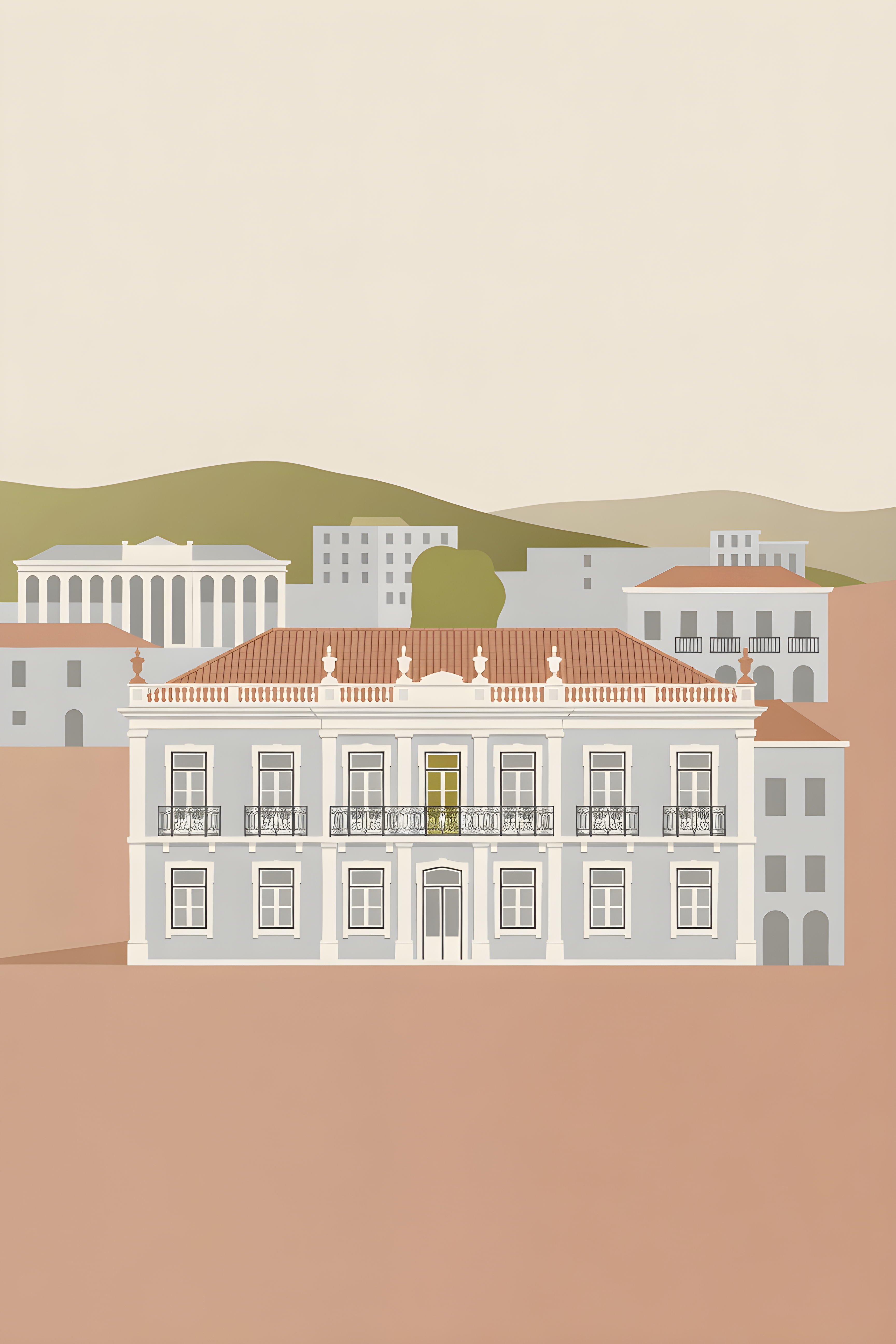 Flat vector illustration poster of Marinha Grande — warm minimalist design, from €19