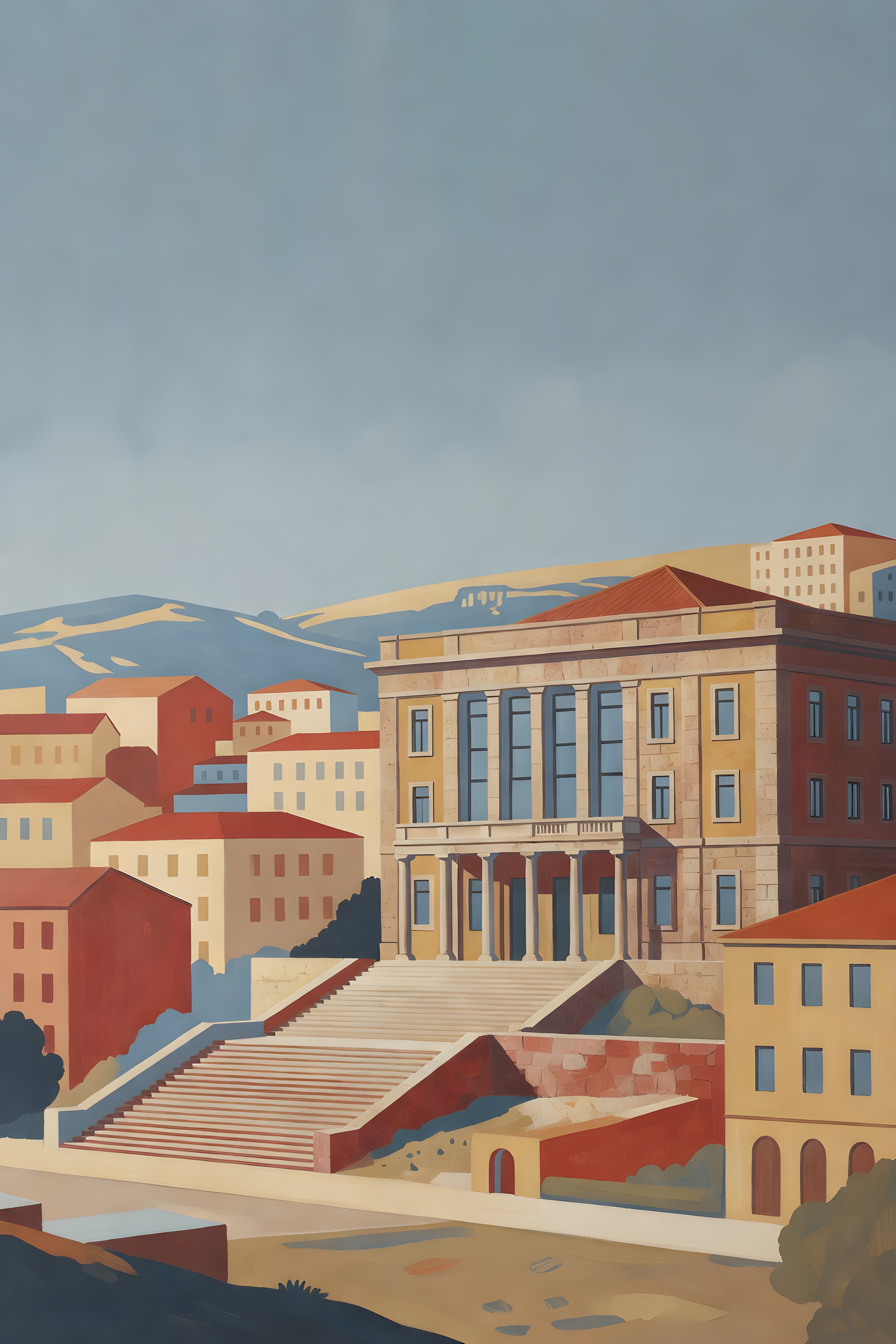 Vintage travel poster-Poster von Paços de Ferreira — warmes minimalistisches Motiv, ab 19 €