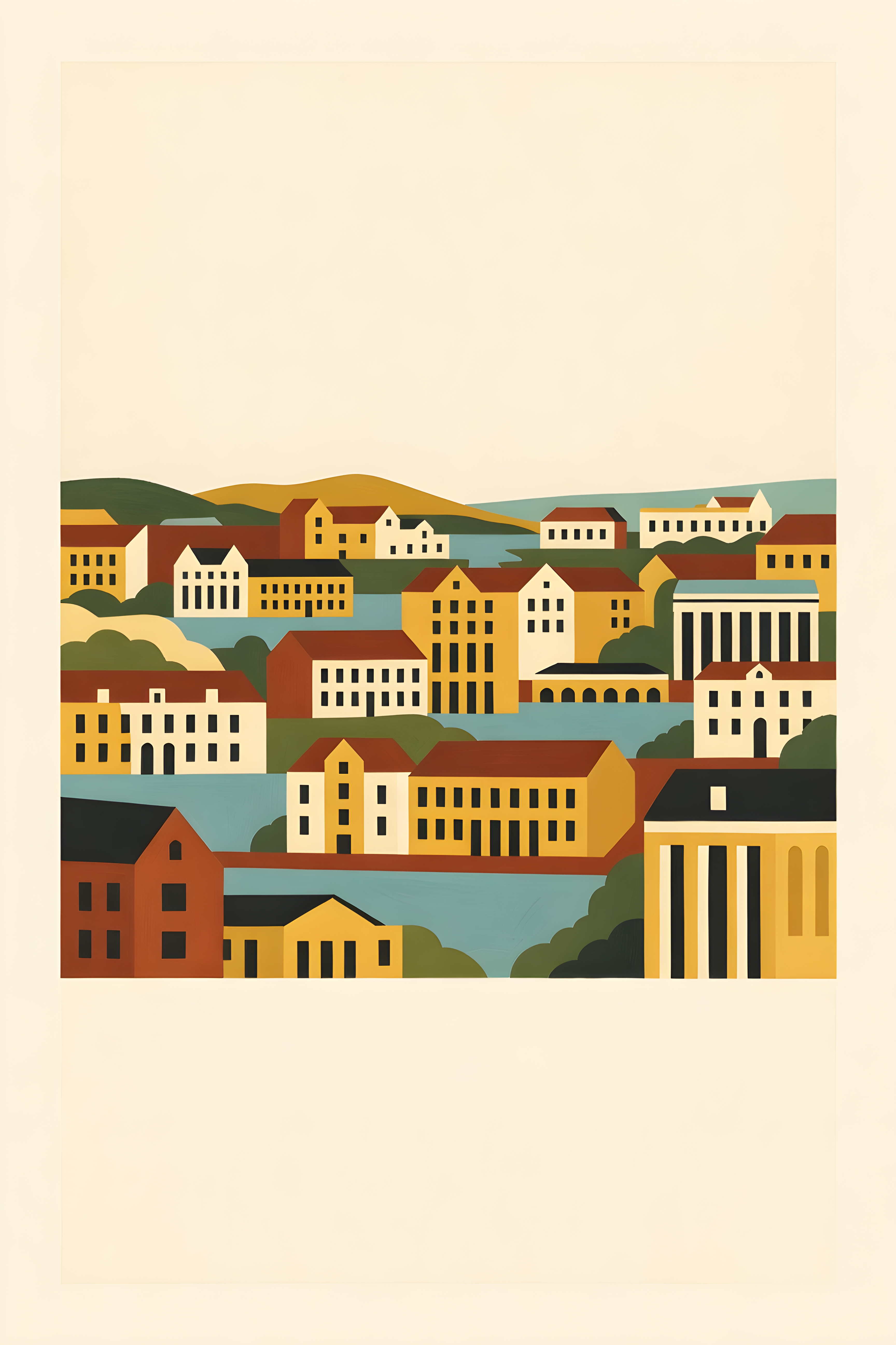 Mid-century modern-Poster von Den Haag — warmes minimalistisches Motiv, ab 19 €