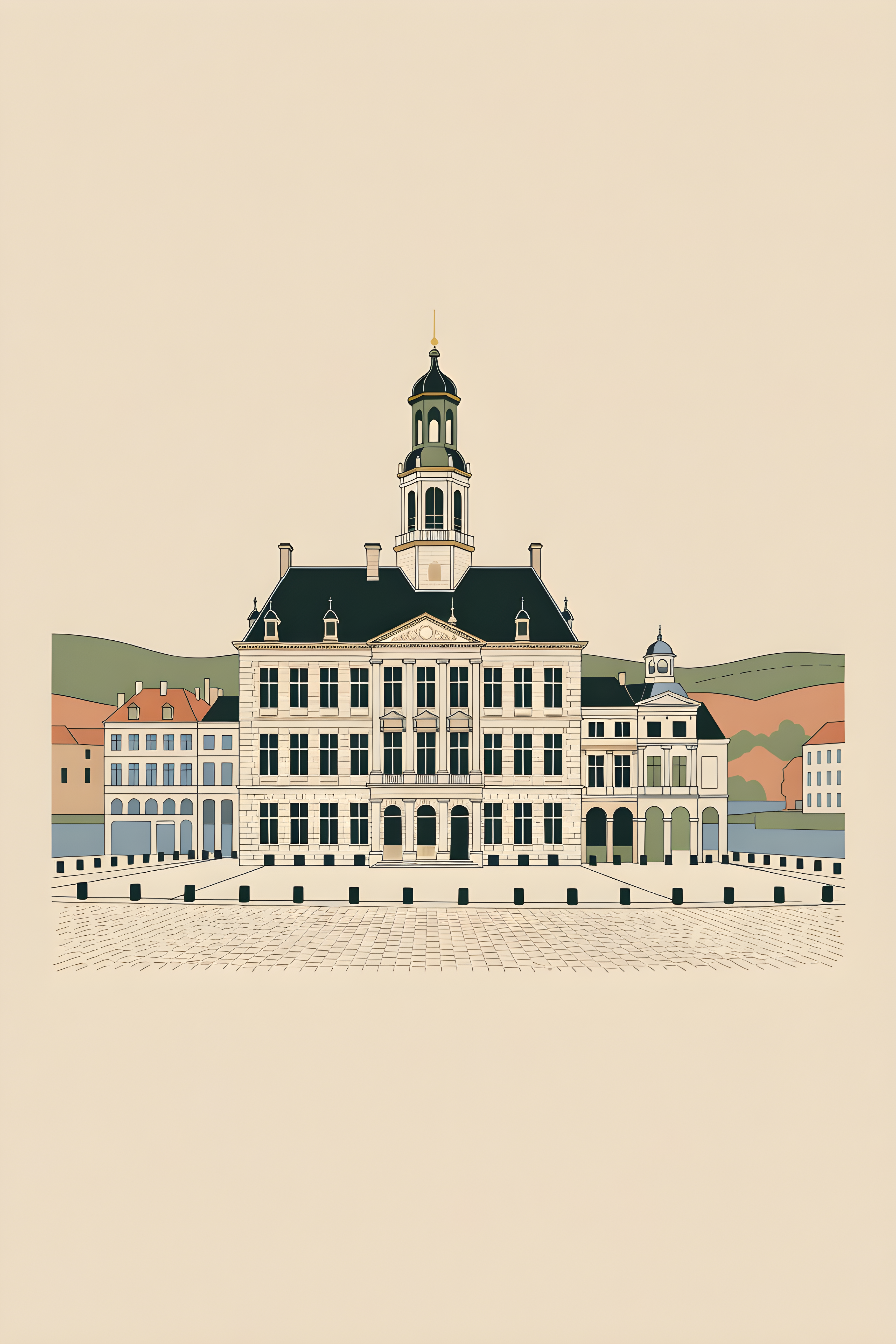 Minimalist line art poster of Roermond — warm minimalist design, from €19