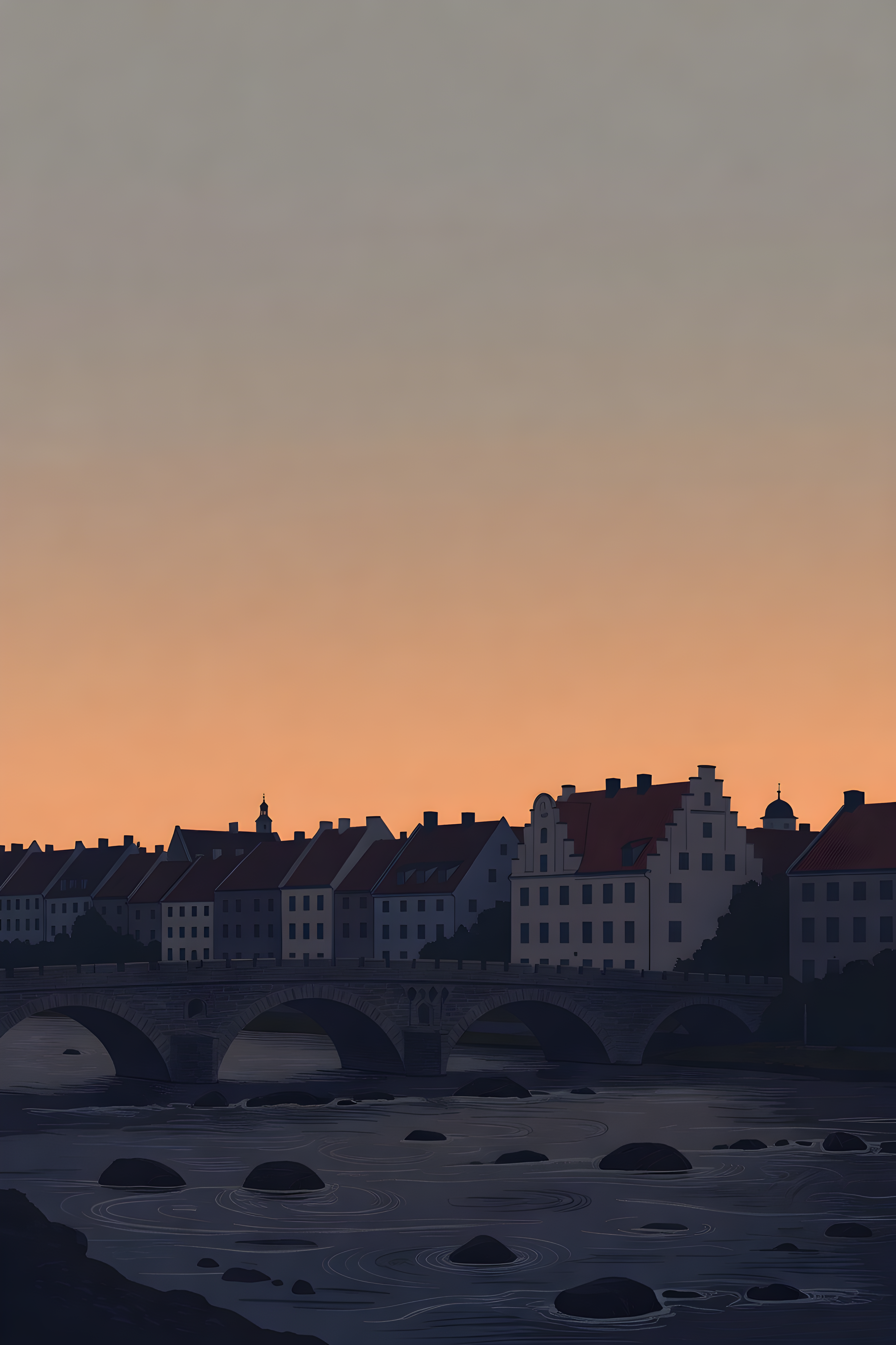 Silhouette skyline poster of Falkenberg — warm minimalist design, from €19