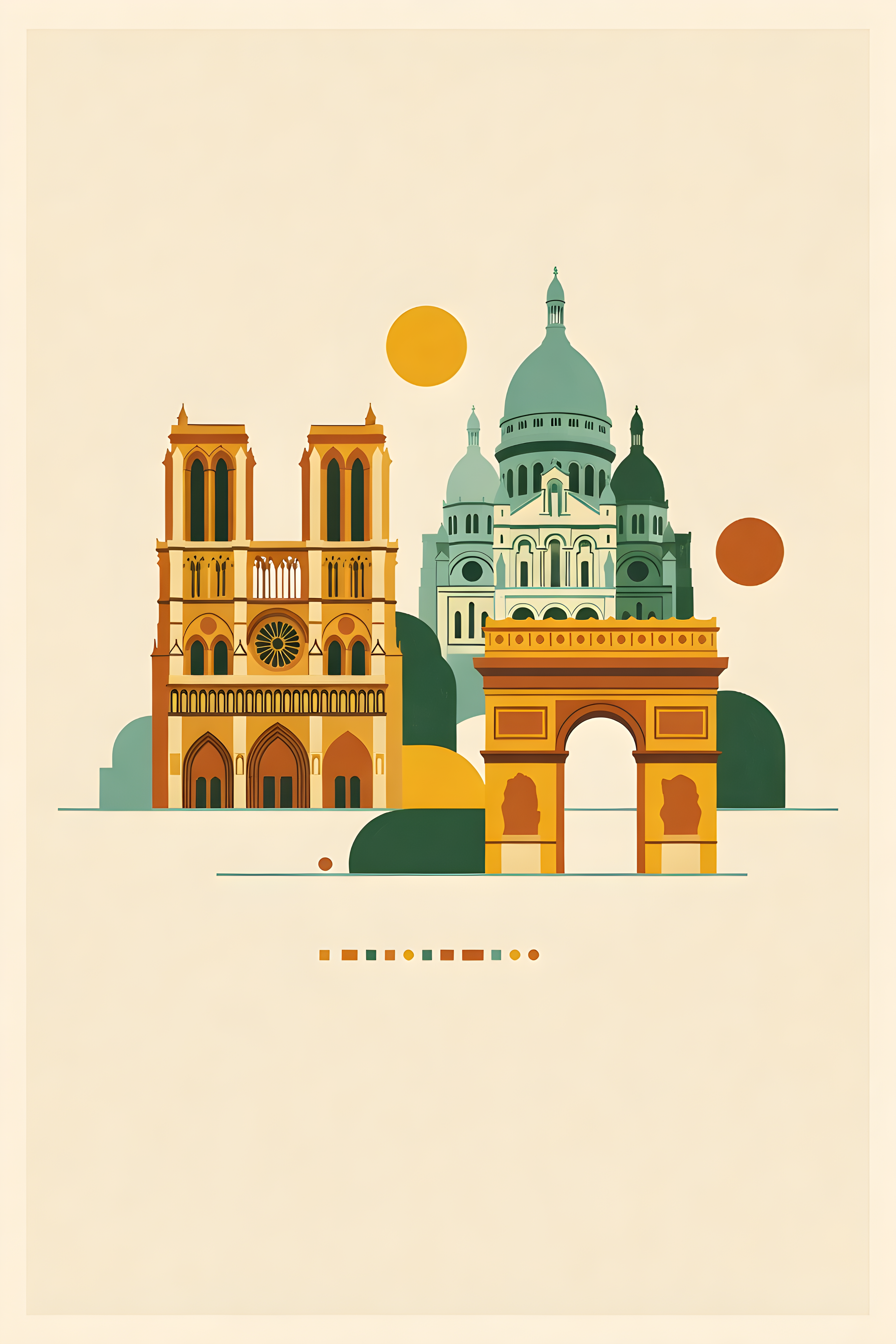 Mid-century modern poster of Paris — warm minimalist design, from €19
