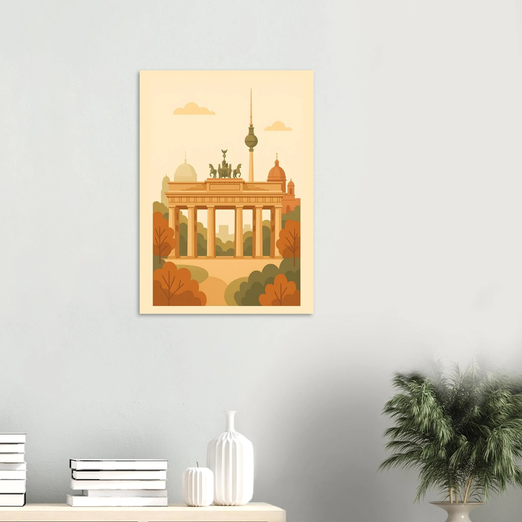 Flat vector illustration poster of Berlin — warm minimalist design, from €19
