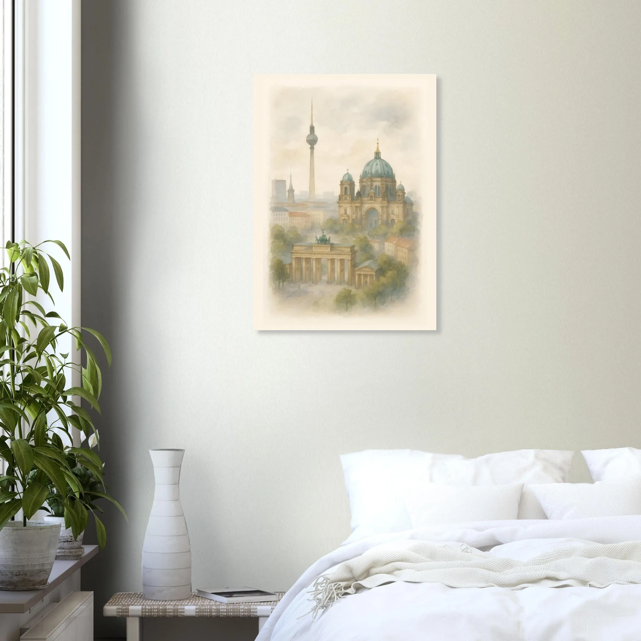 Watercolour landscape poster of Berlin — warm minimalist design, from €19