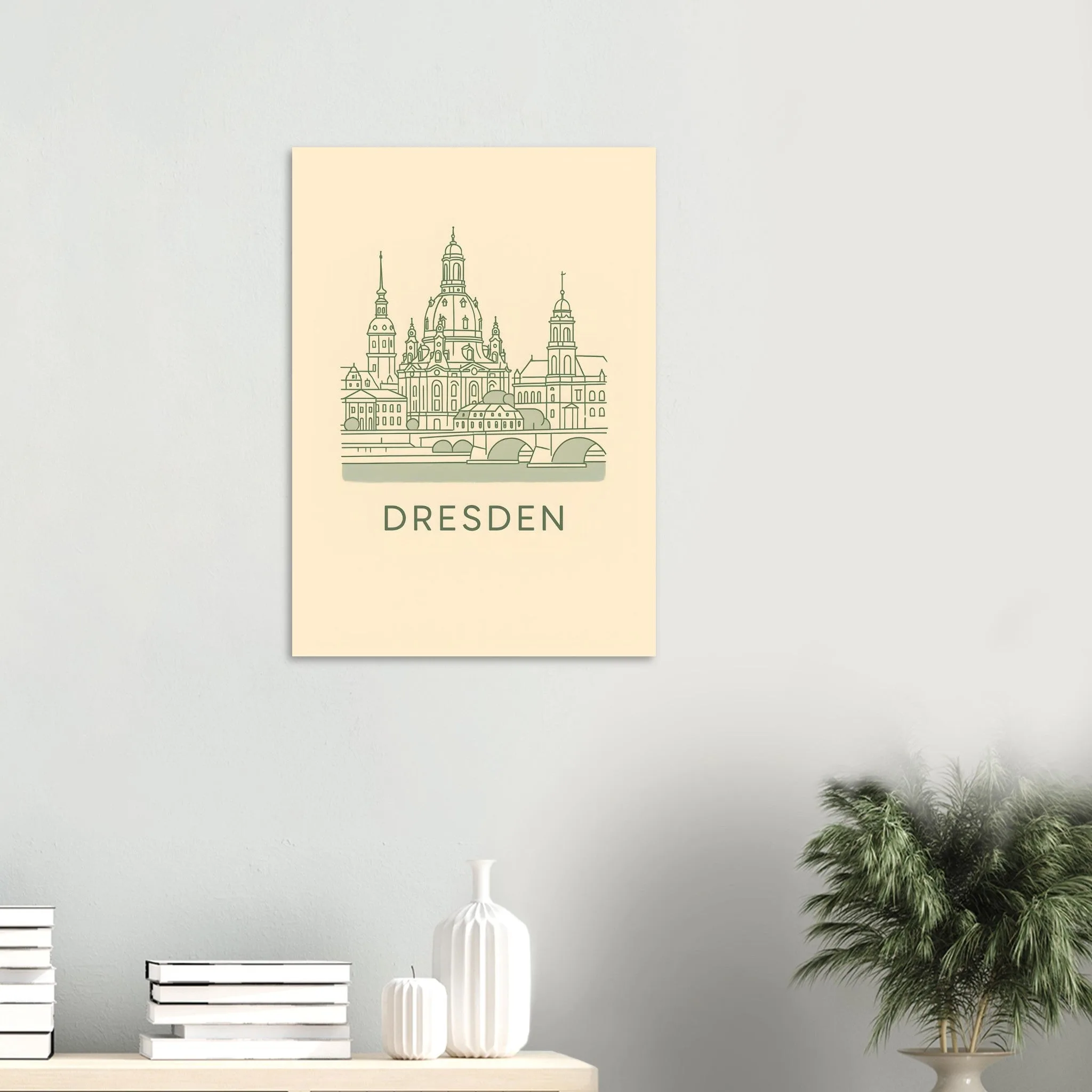 Minimalist line art-Poster von Dresden — warmes minimalistisches Motiv, ab 19 €