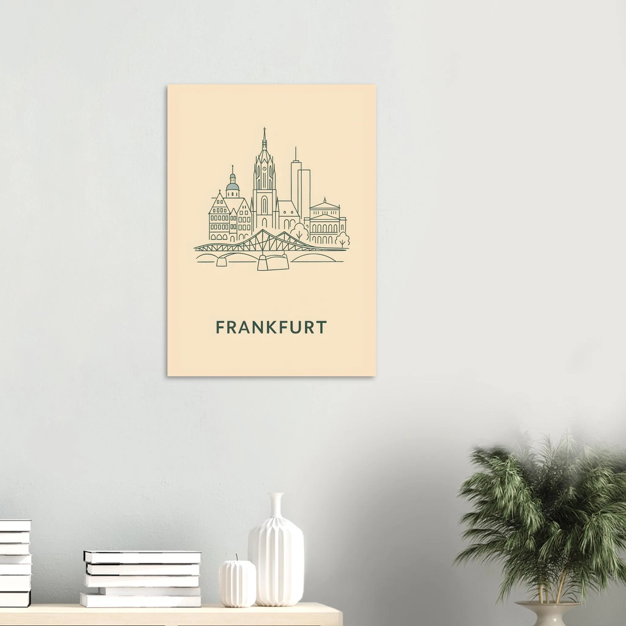 Minimalist line art-Poster von Frankfurt am Main — warmes minimalistisches Motiv, ab 19 €
