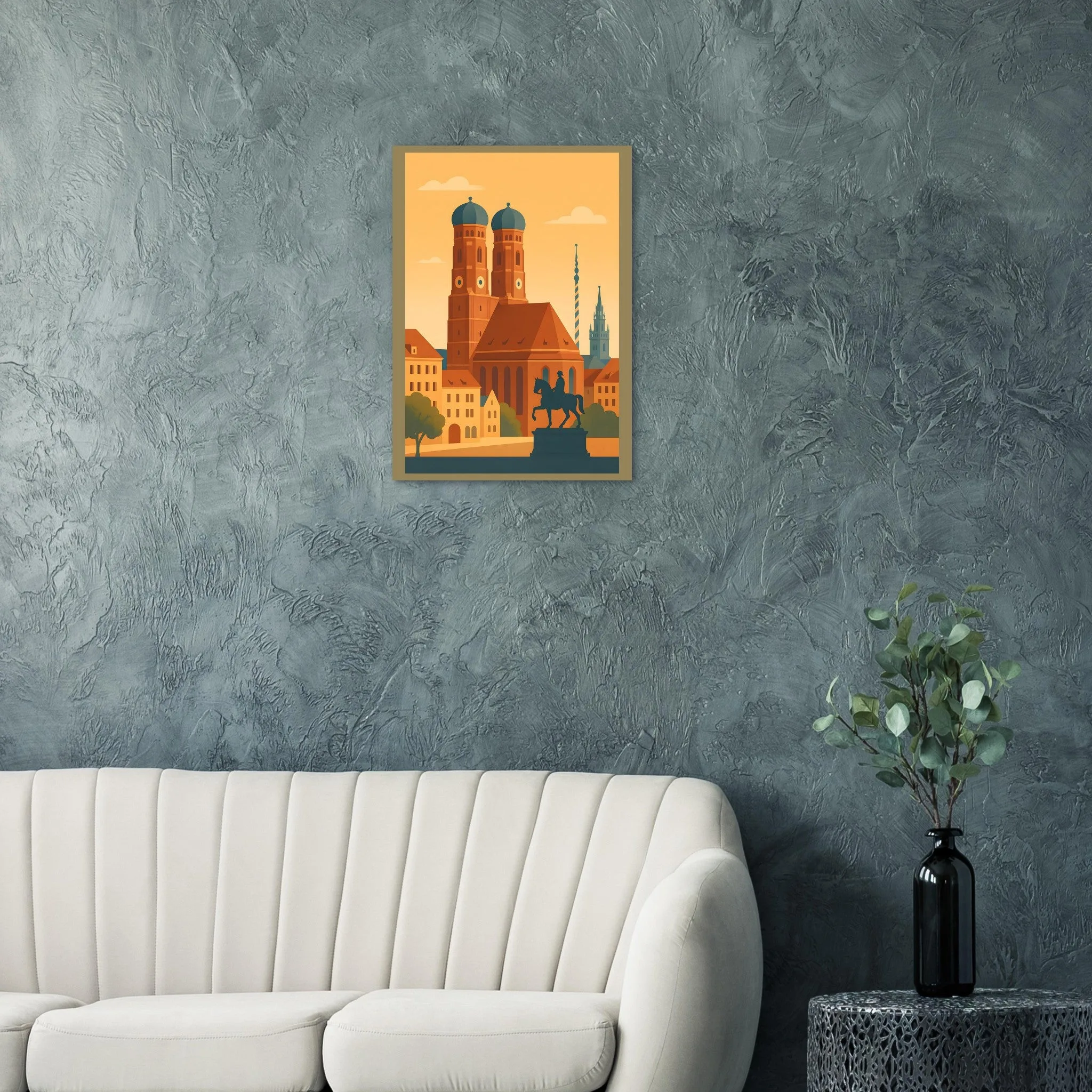 Vintage travel poster poster of München — warm minimalist design, from €19