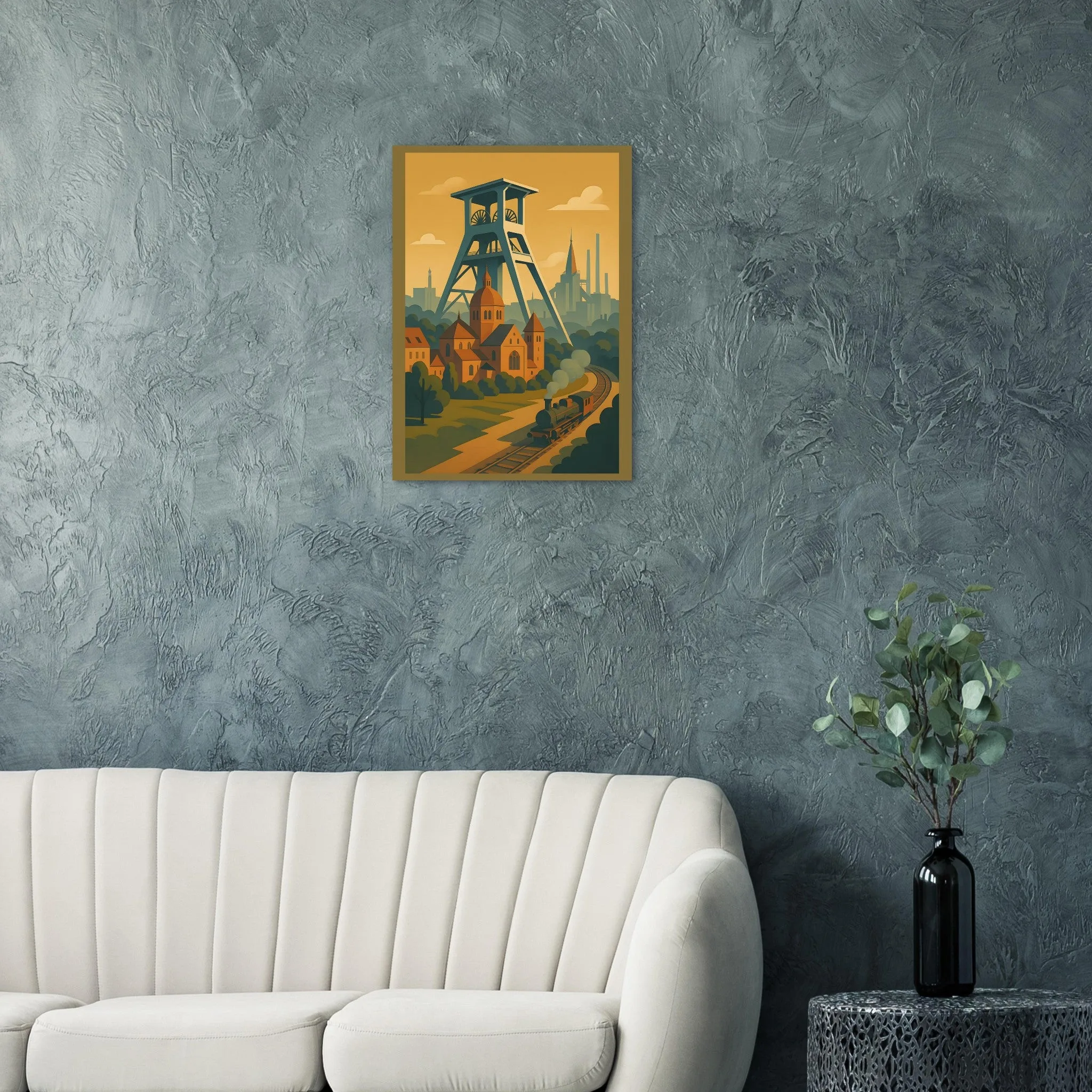 Vintage travel poster poster of Essen — warm minimalist design, from €19