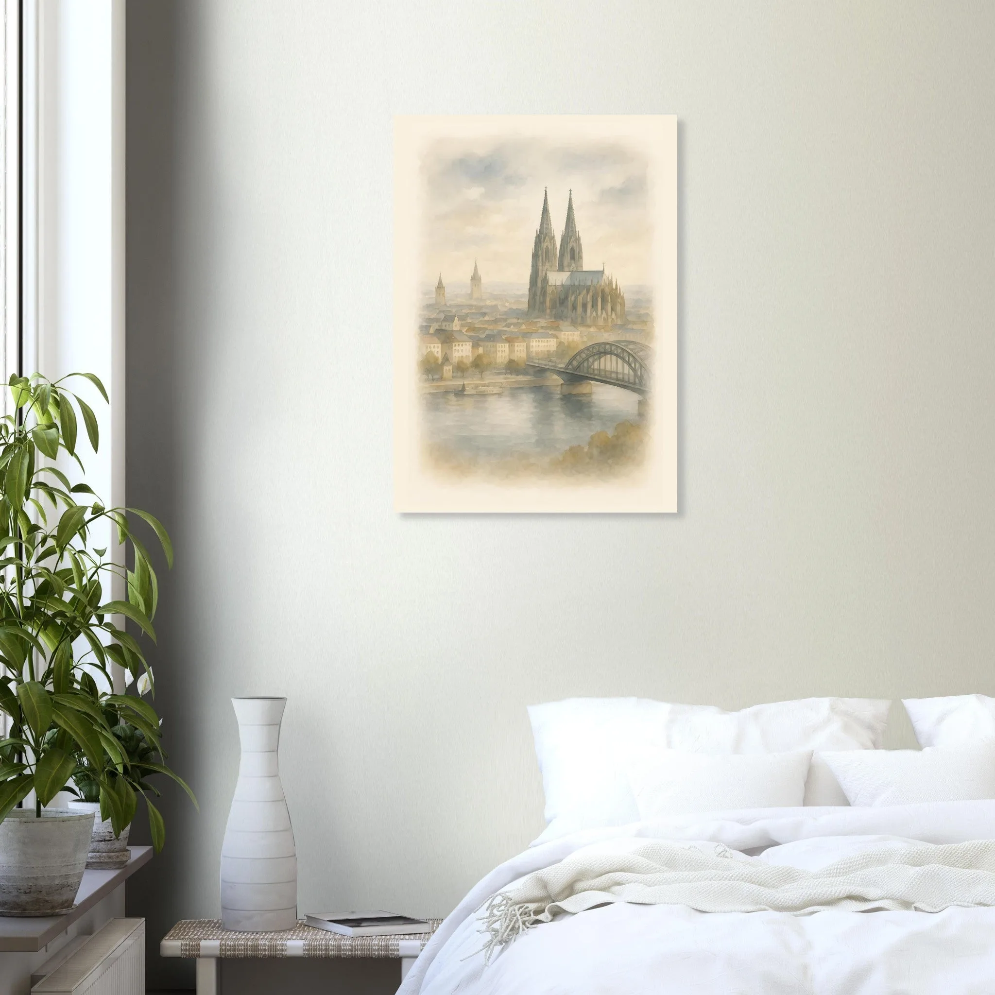 Watercolour landscape-Poster von Köln — warmes minimalistisches Motiv, ab 19 €