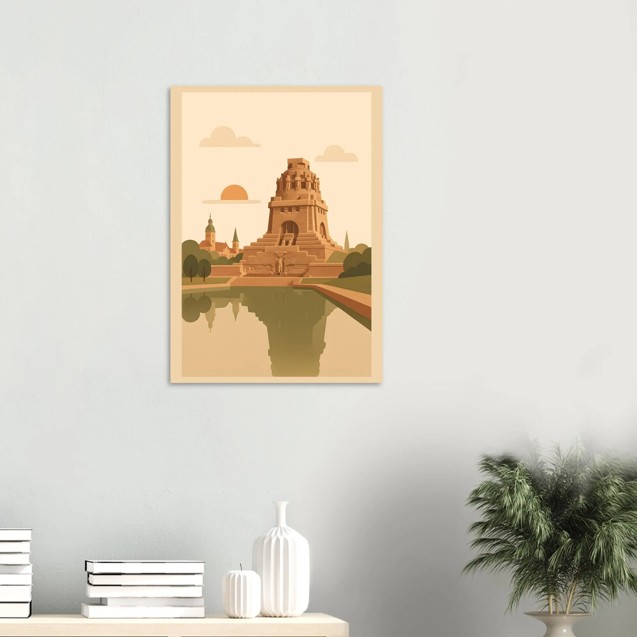 Flat vector illustration poster of Leipzig — warm minimalist design, from €19