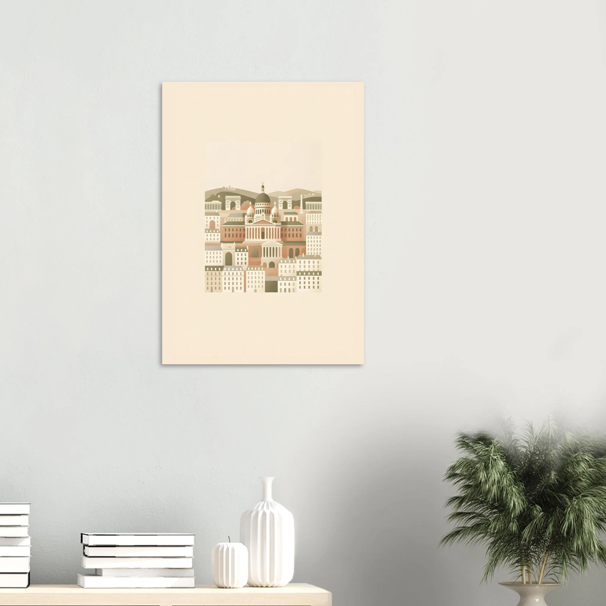 Flat vector illustration-Poster von Paris — warmes minimalistisches Motiv, ab 19 €