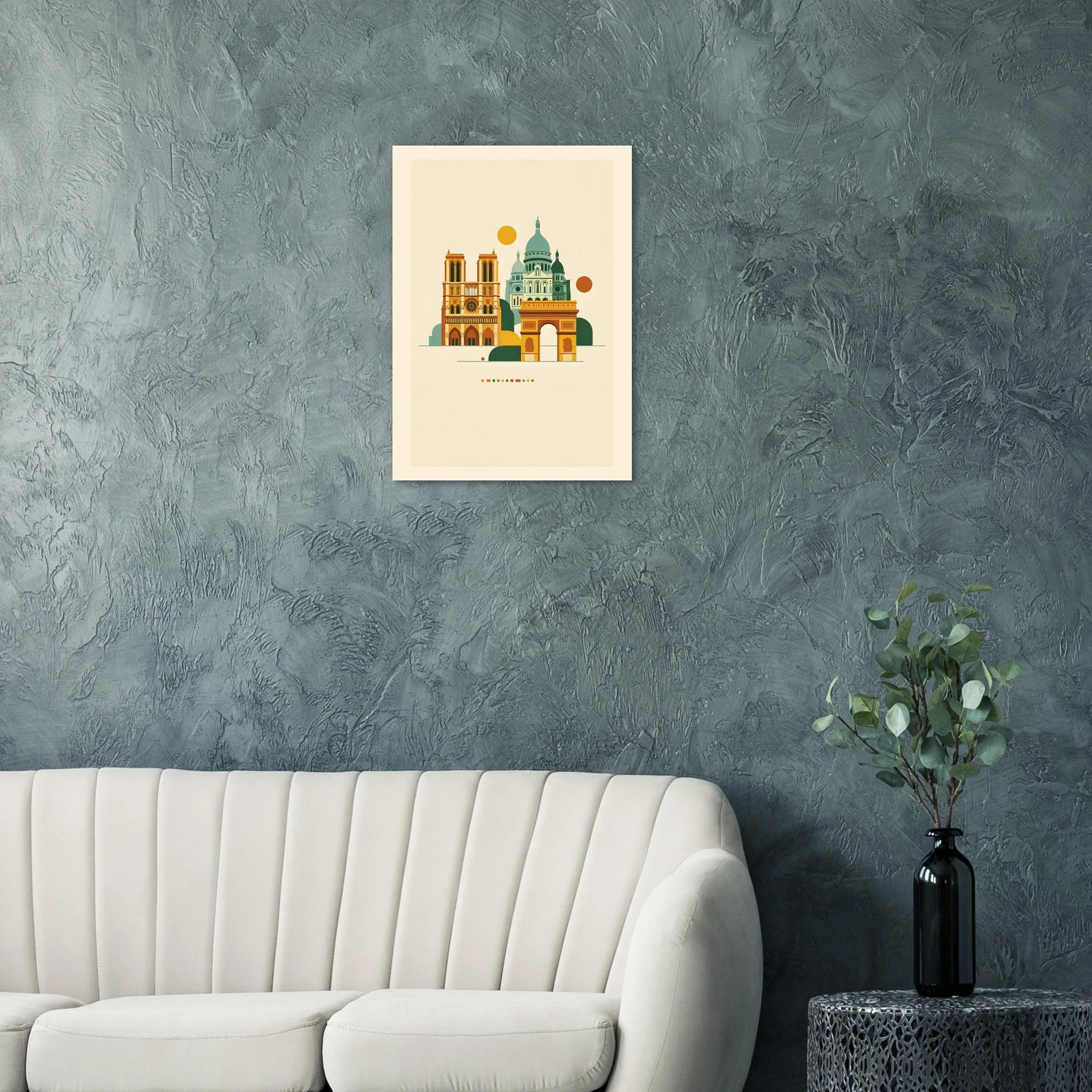 Mid-century modern-Poster von Paris — warmes minimalistisches Motiv, ab 19 €