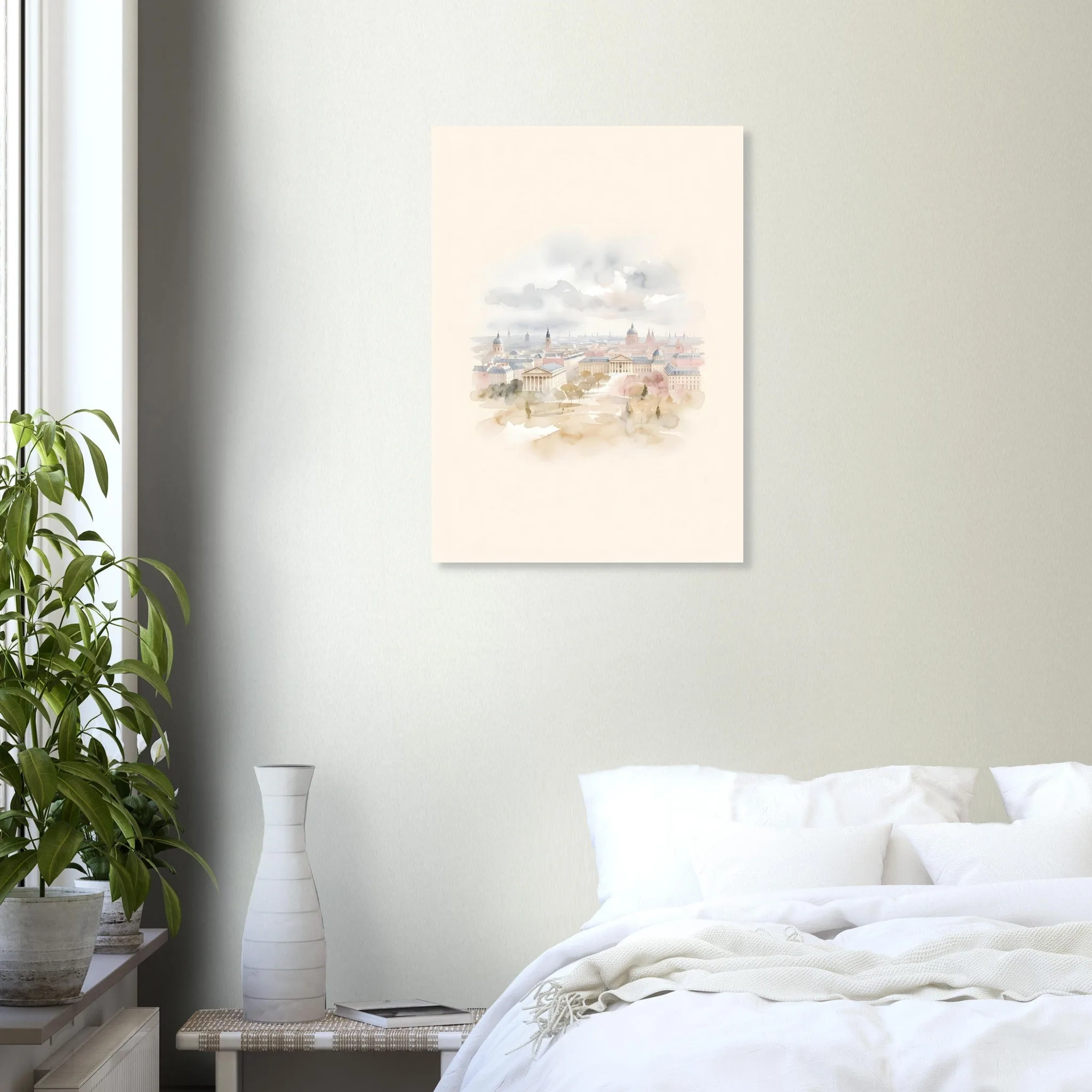 Watercolour landscape-Poster von Paris — warmes minimalistisches Motiv, ab 19 €