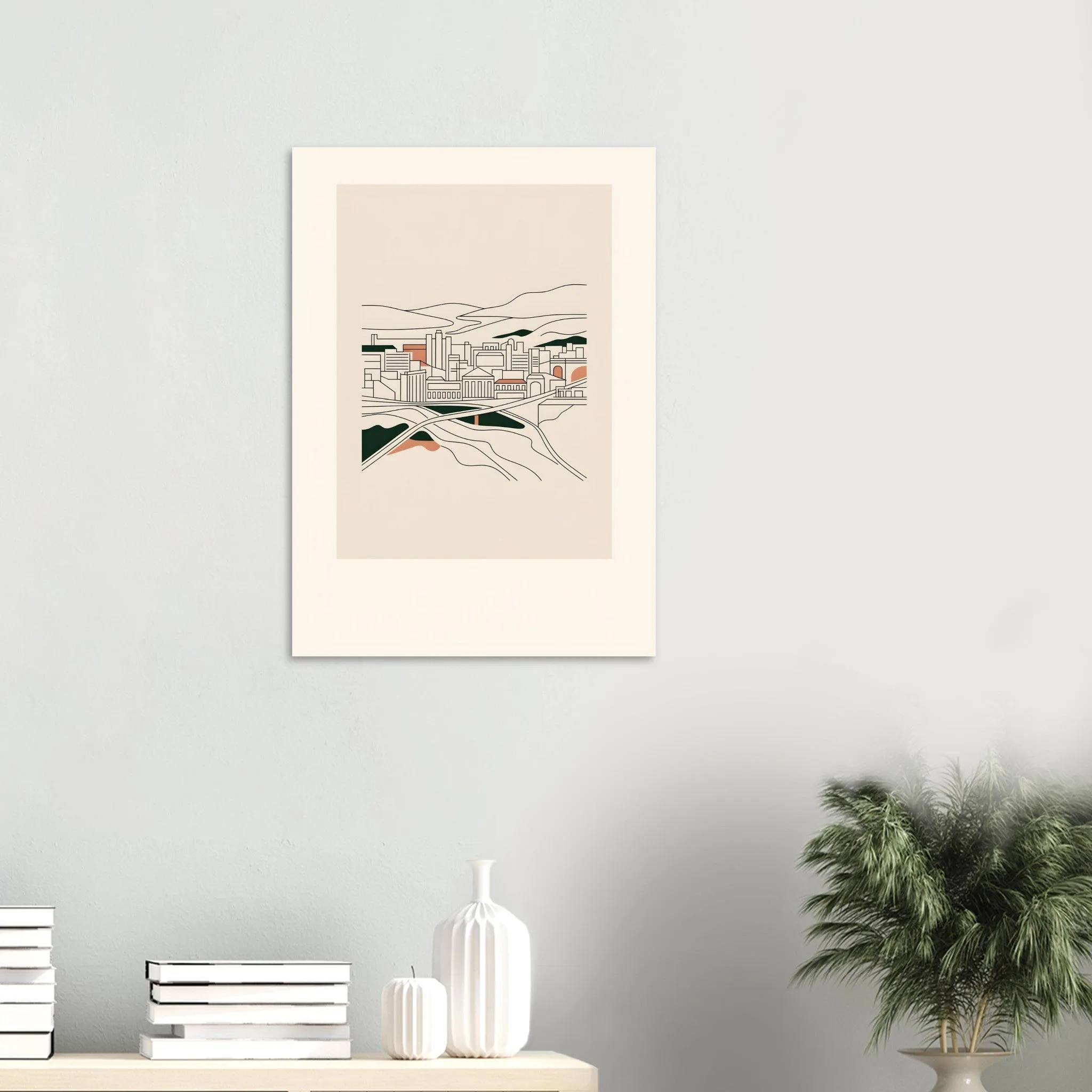 Minimalist line art poster of Hospitalet de Llobregat — warm minimalist design, from €19