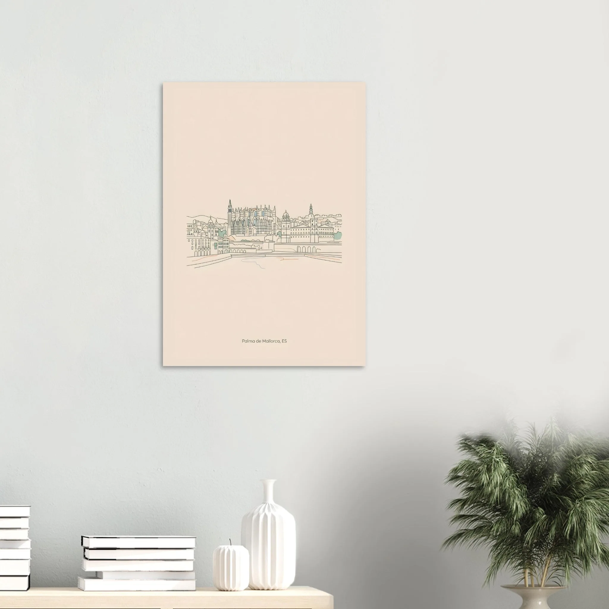Minimalist line art poster of Palma de Mallorca — warm minimalist design, from €19