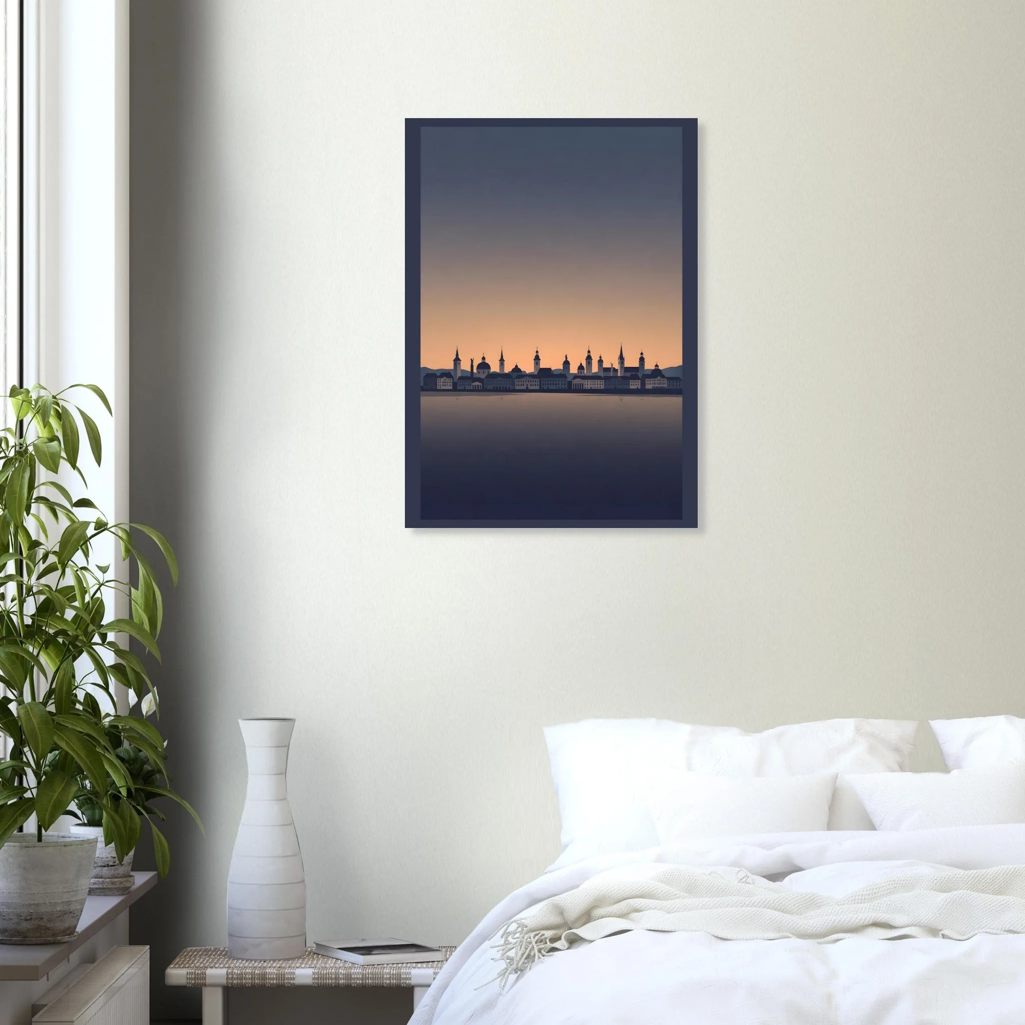 Silhouette skyline poster of Graz — warm minimalist design, from €19
