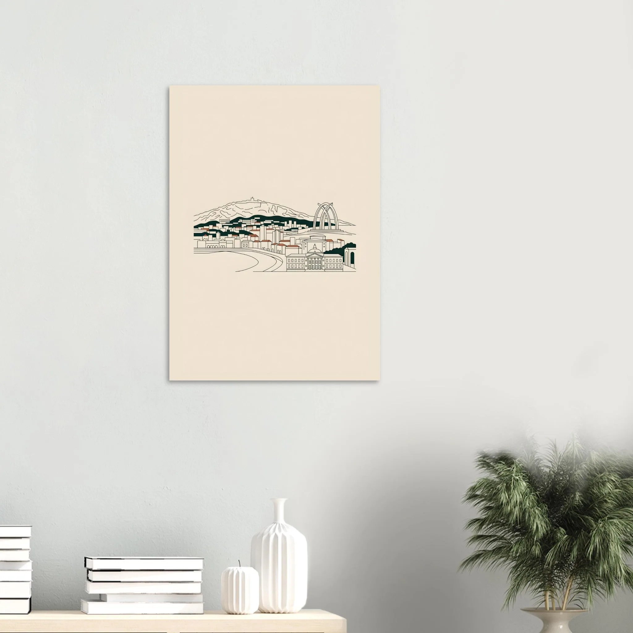 Minimalist line art-Poster von Gijón — warmes minimalistisches Motiv, ab 19 €
