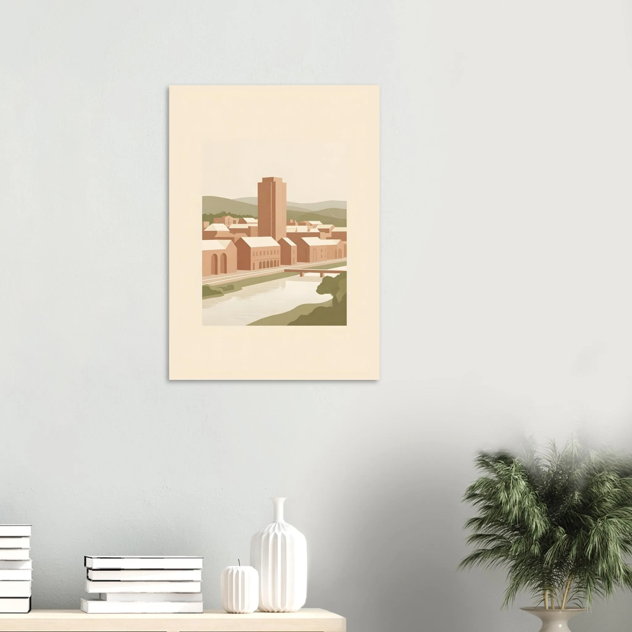 Flat vector illustration poster of Eindhoven — warm minimalist design, from €19