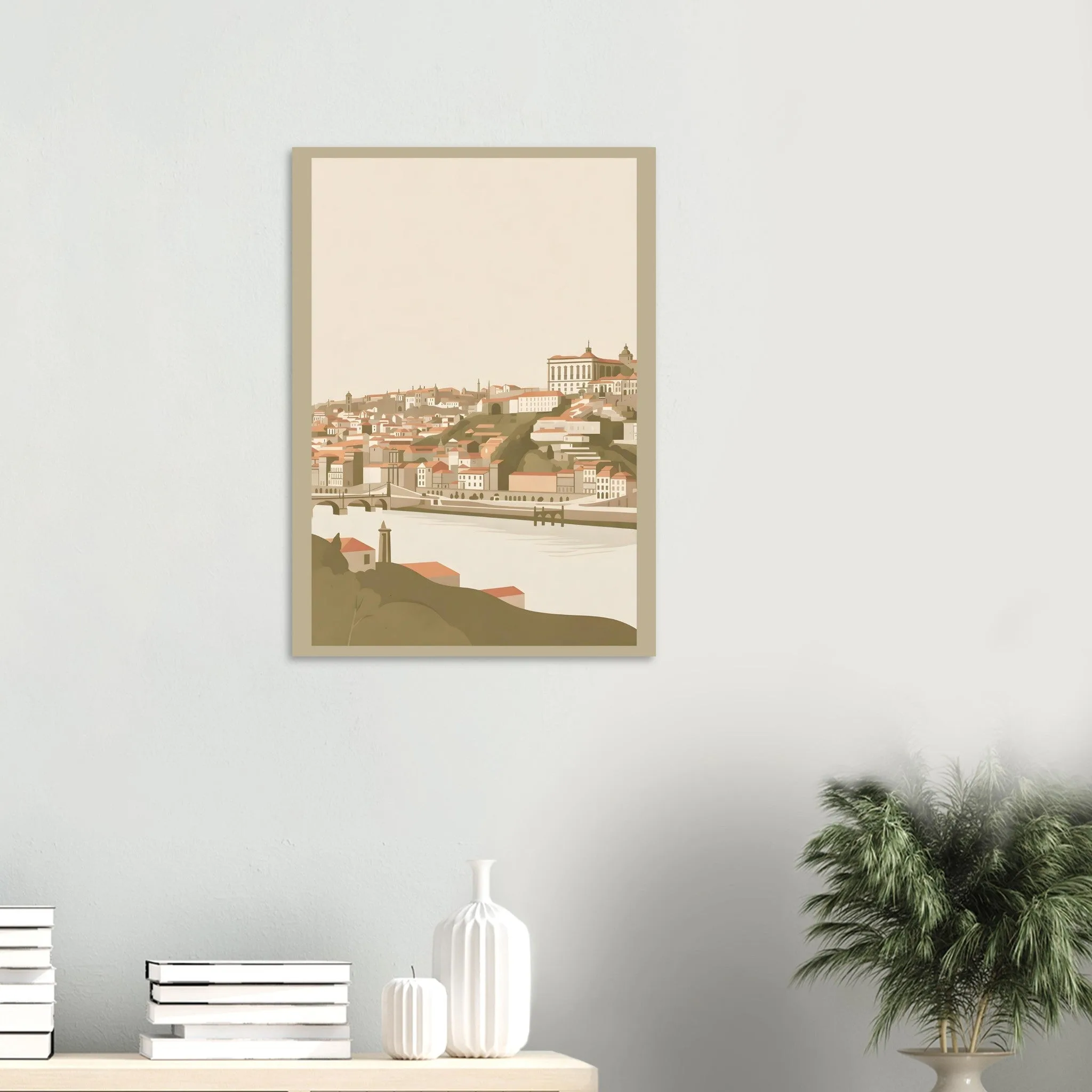 Flat vector illustration poster of Porto — warm minimalist design, from €19