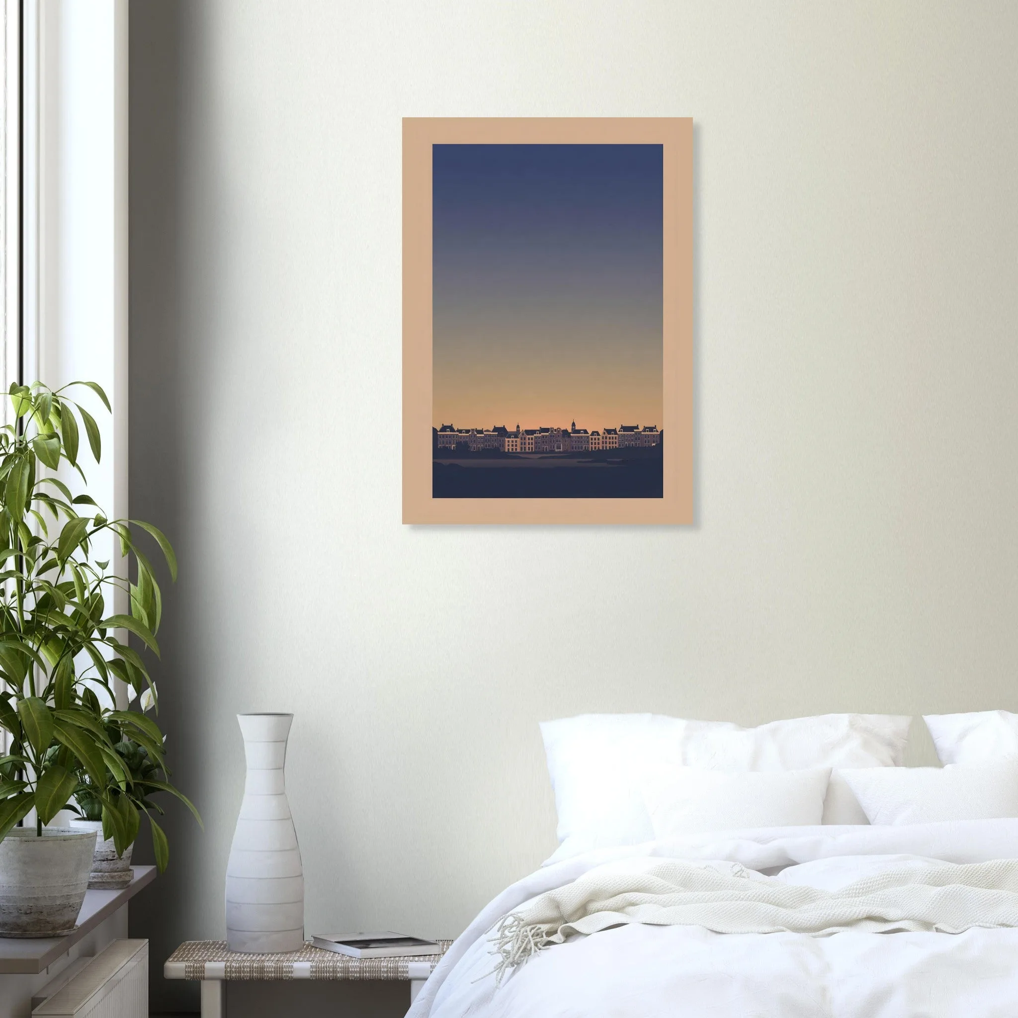 Silhouette skyline-Poster von Tilburg — warmes minimalistisches Motiv, ab 19 €