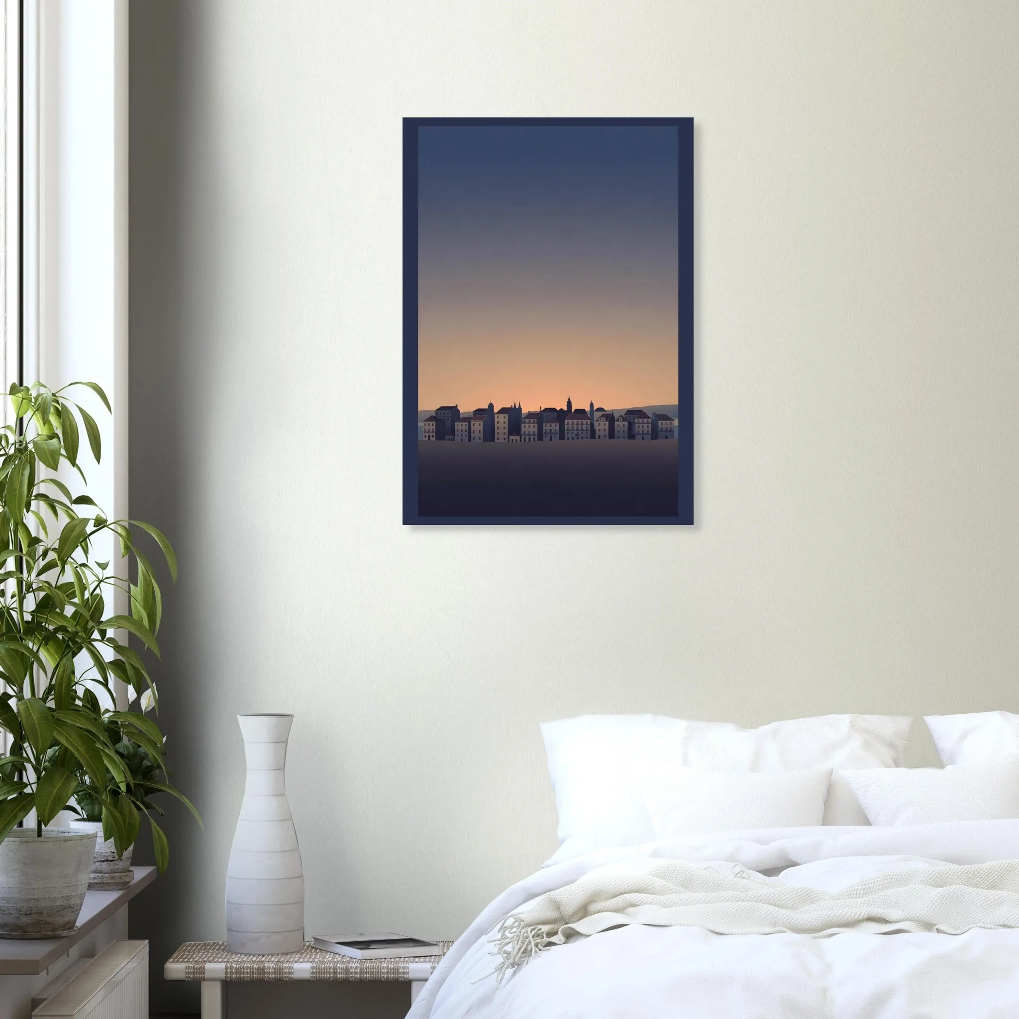 Silhouette skyline-Poster von Lisboa — warmes minimalistisches Motiv, ab 19 €