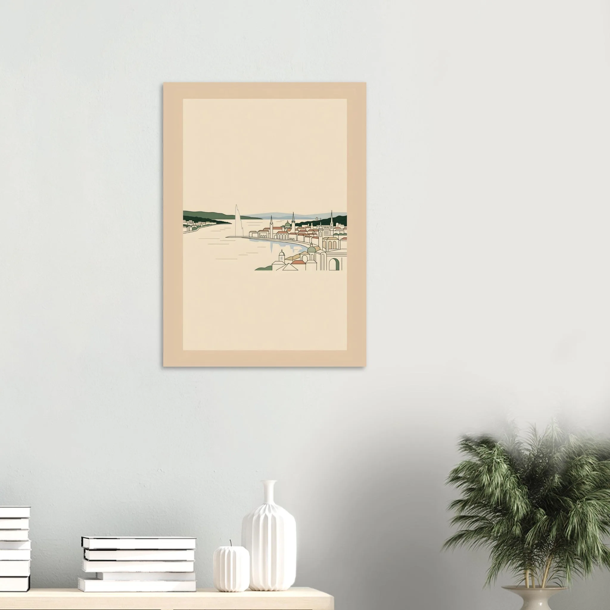Minimalist line art poster of Genf — warm minimalist design, from €19