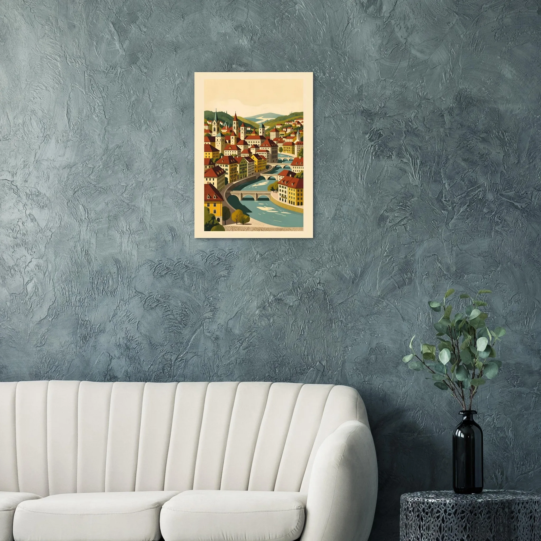Mid-century modern poster of Bern — warm minimalist design, from €19