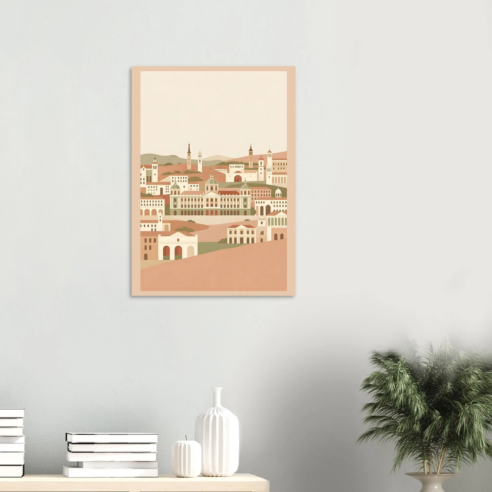 Flat vector illustration poster of Alcalá de Henares — warm minimalist design, from €19