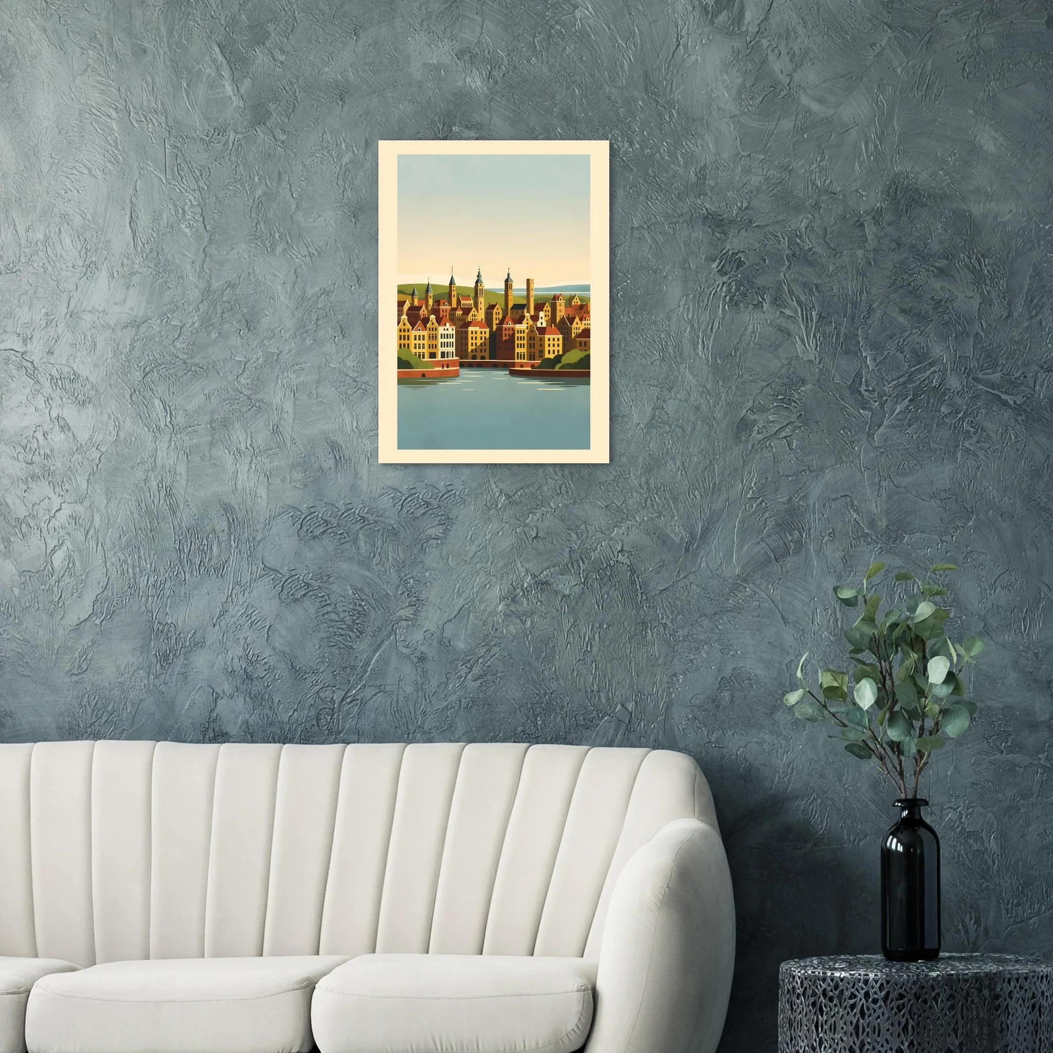 Mid-century modern poster of Haarlem — warm minimalist design, from €19