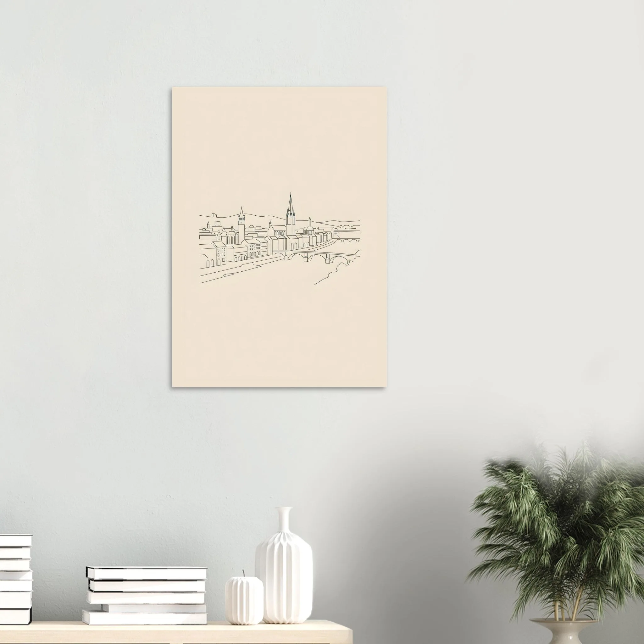 Minimalist line art poster of Basel — warm minimalist design, from €19