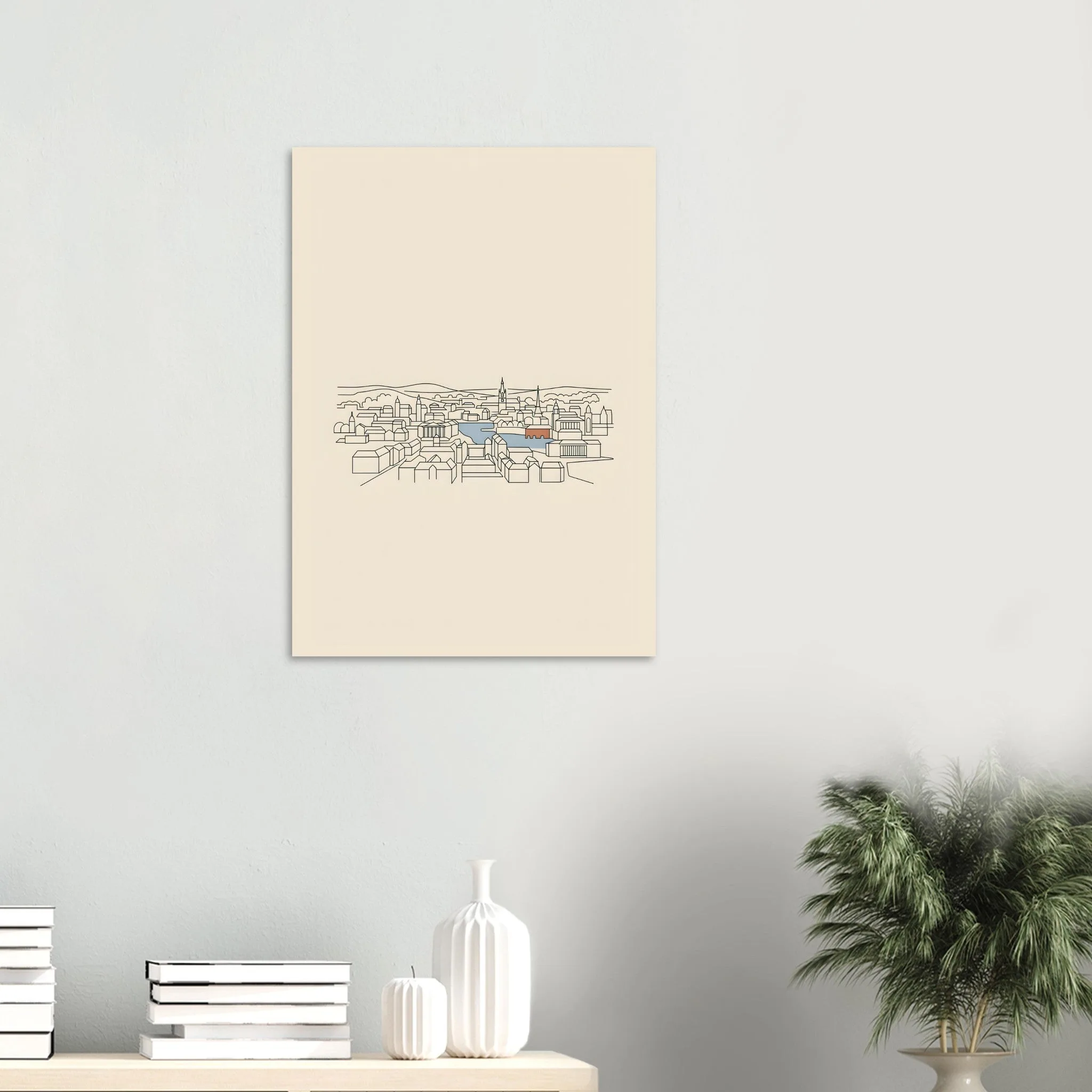 Minimalist line art poster of Uppsala — warm minimalist design, from €19