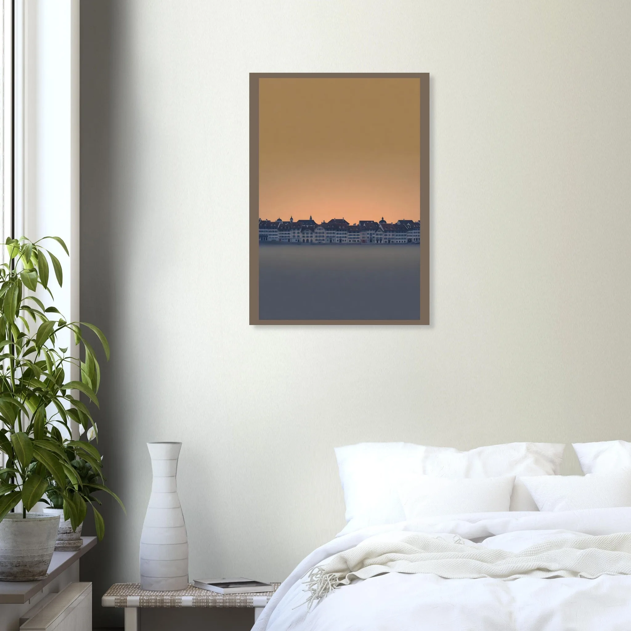 Silhouette skyline poster of Bern — warm minimalist design, from €19