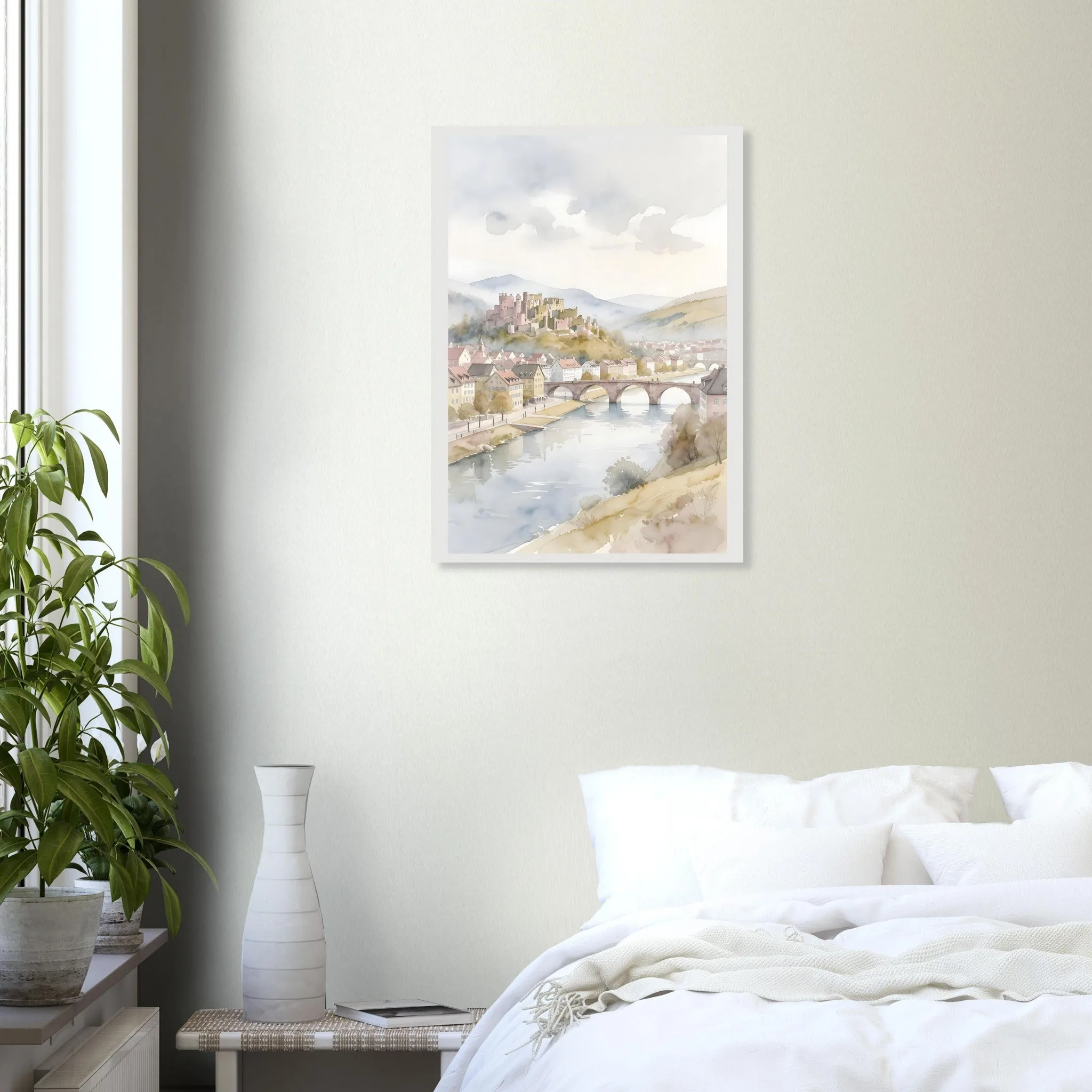 Watercolour landscape-Poster von Heidelberg — warmes minimalistisches Motiv, ab 19 €