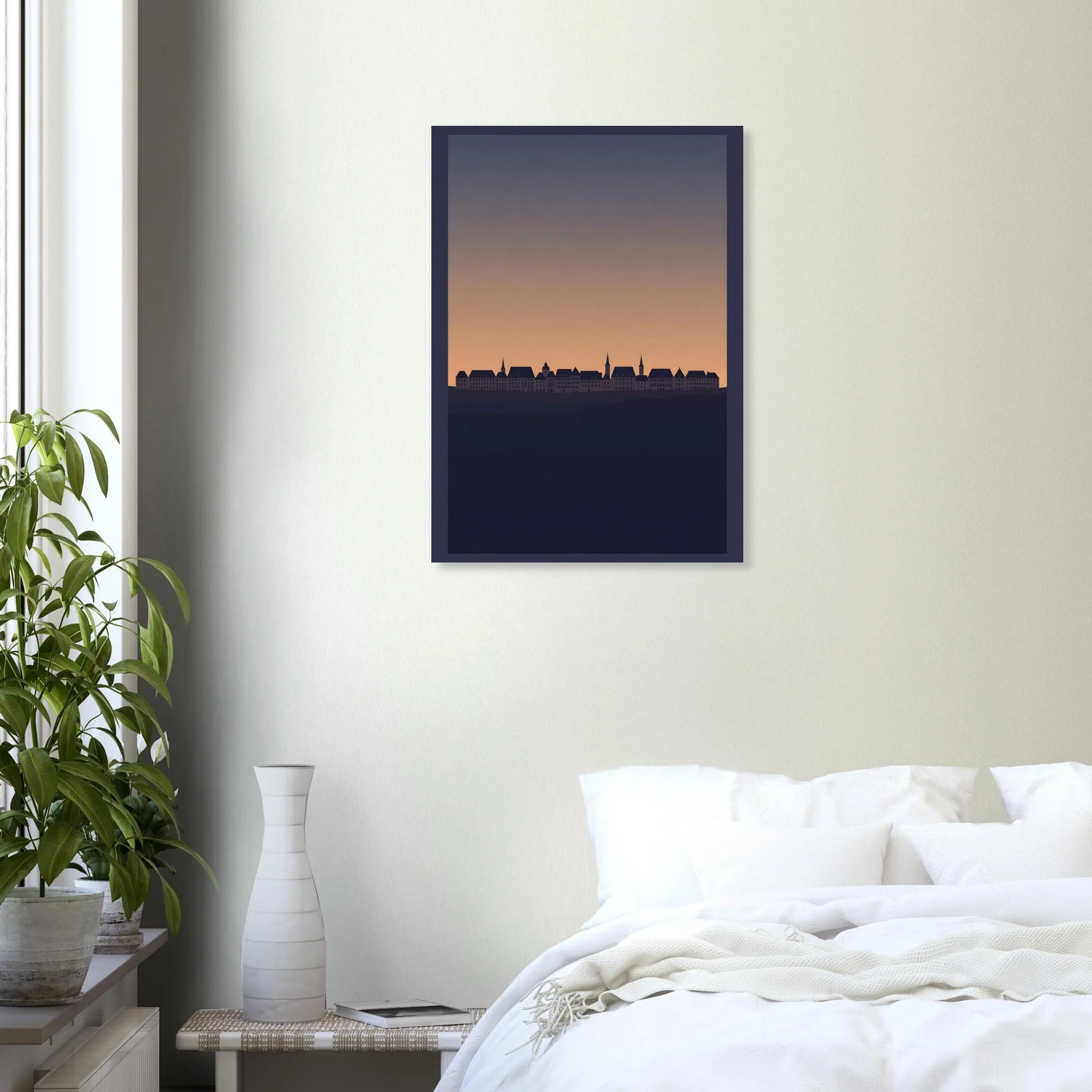 Silhouette skyline-Poster von Heidelberg — warmes minimalistisches Motiv, ab 19 €