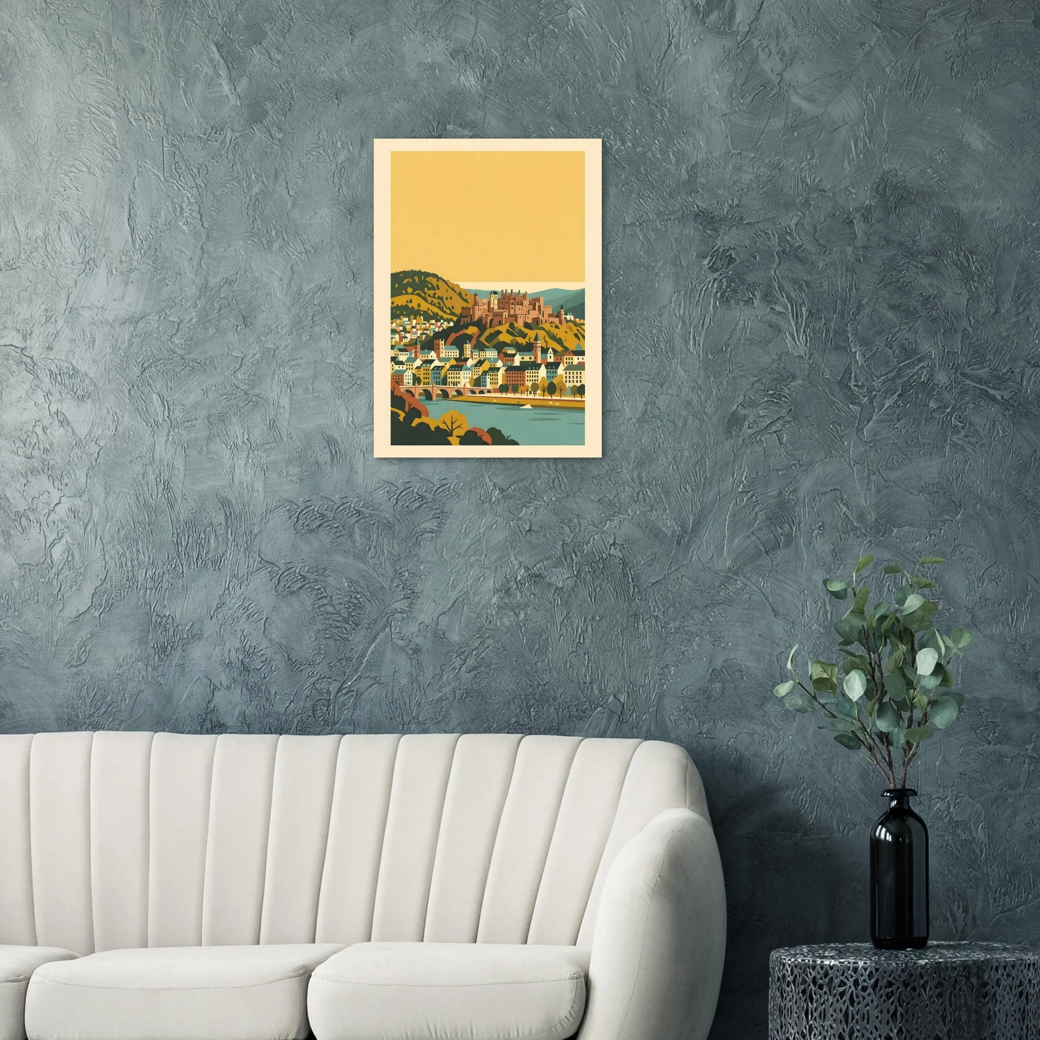 Mid-century modern-Poster von Heidelberg — warmes minimalistisches Motiv, ab 19 €