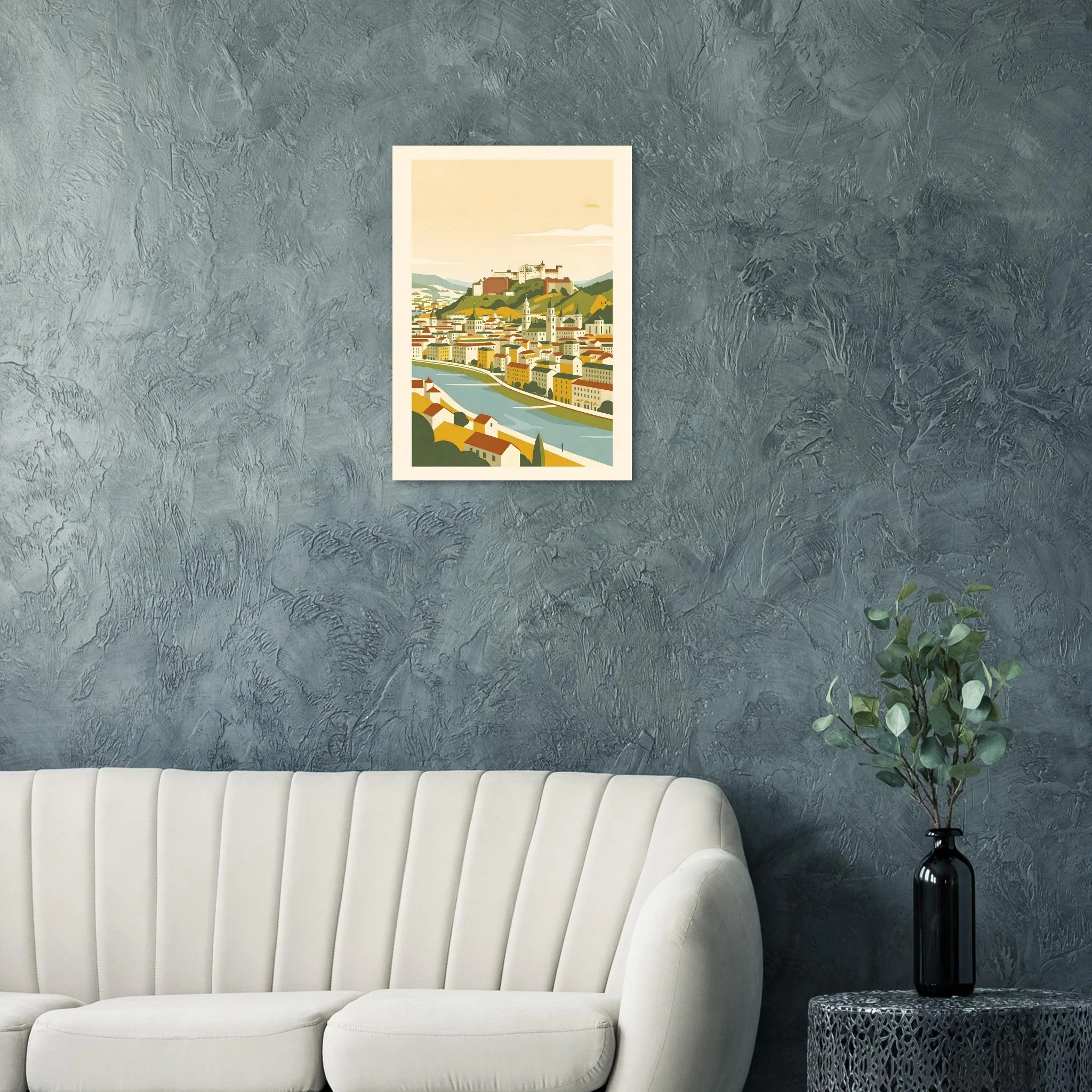 Mid-century modern-Poster von Salzburg — warmes minimalistisches Motiv, ab 19 €