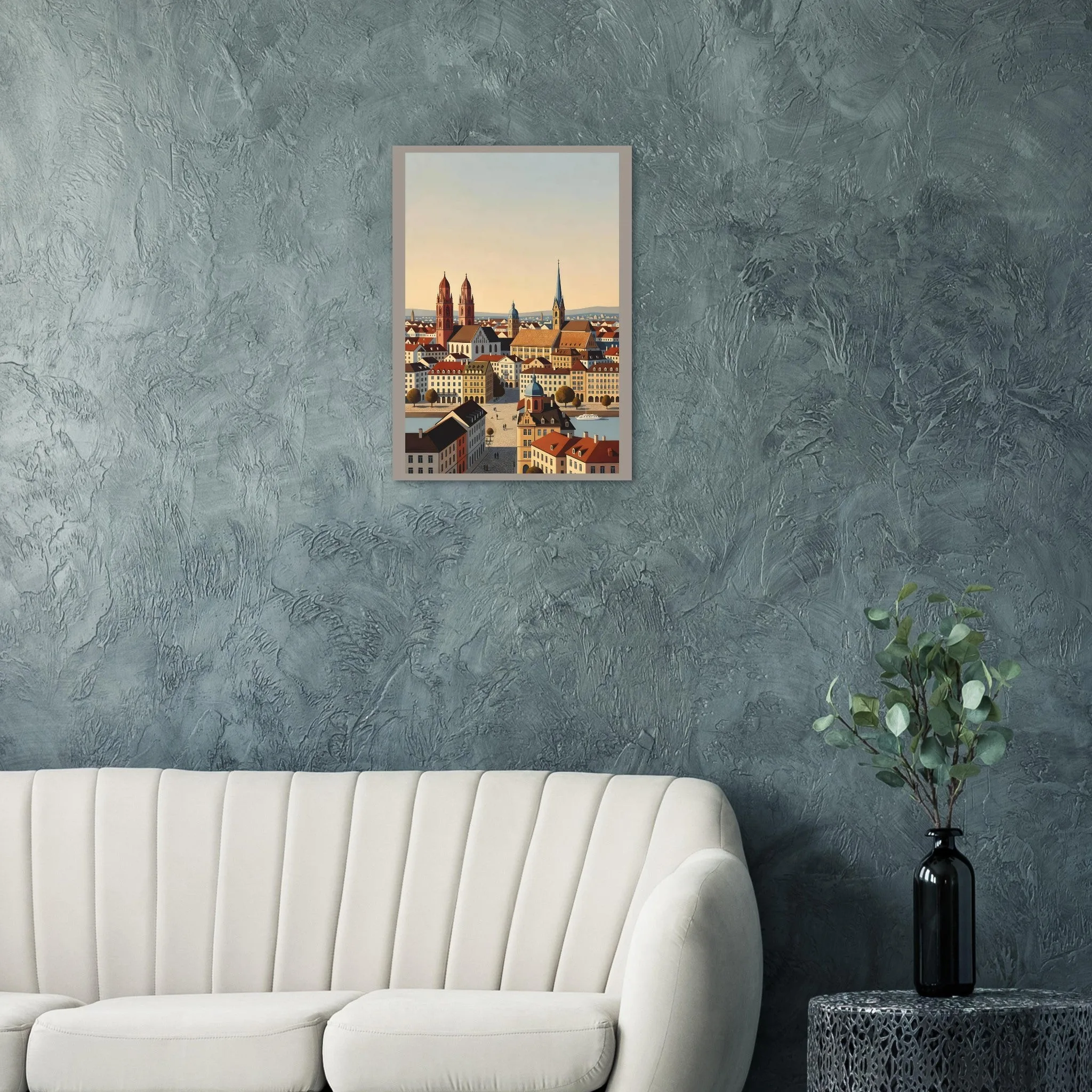 Vintage travel poster poster of Kanton Basel-Stadt — warm minimalist design, from €19