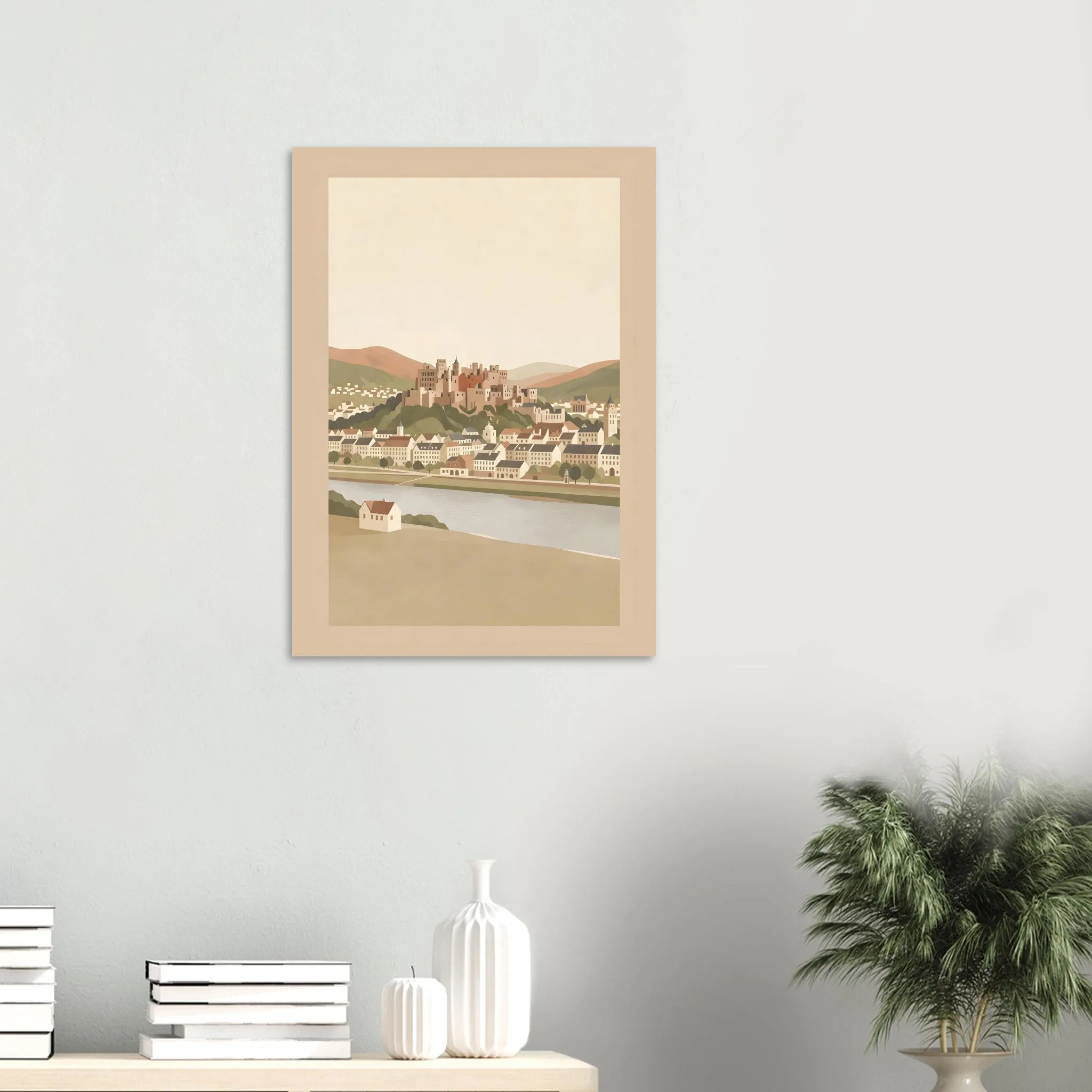 Flat vector illustration-Poster von Heidelberg — warmes minimalistisches Motiv, ab 19 €