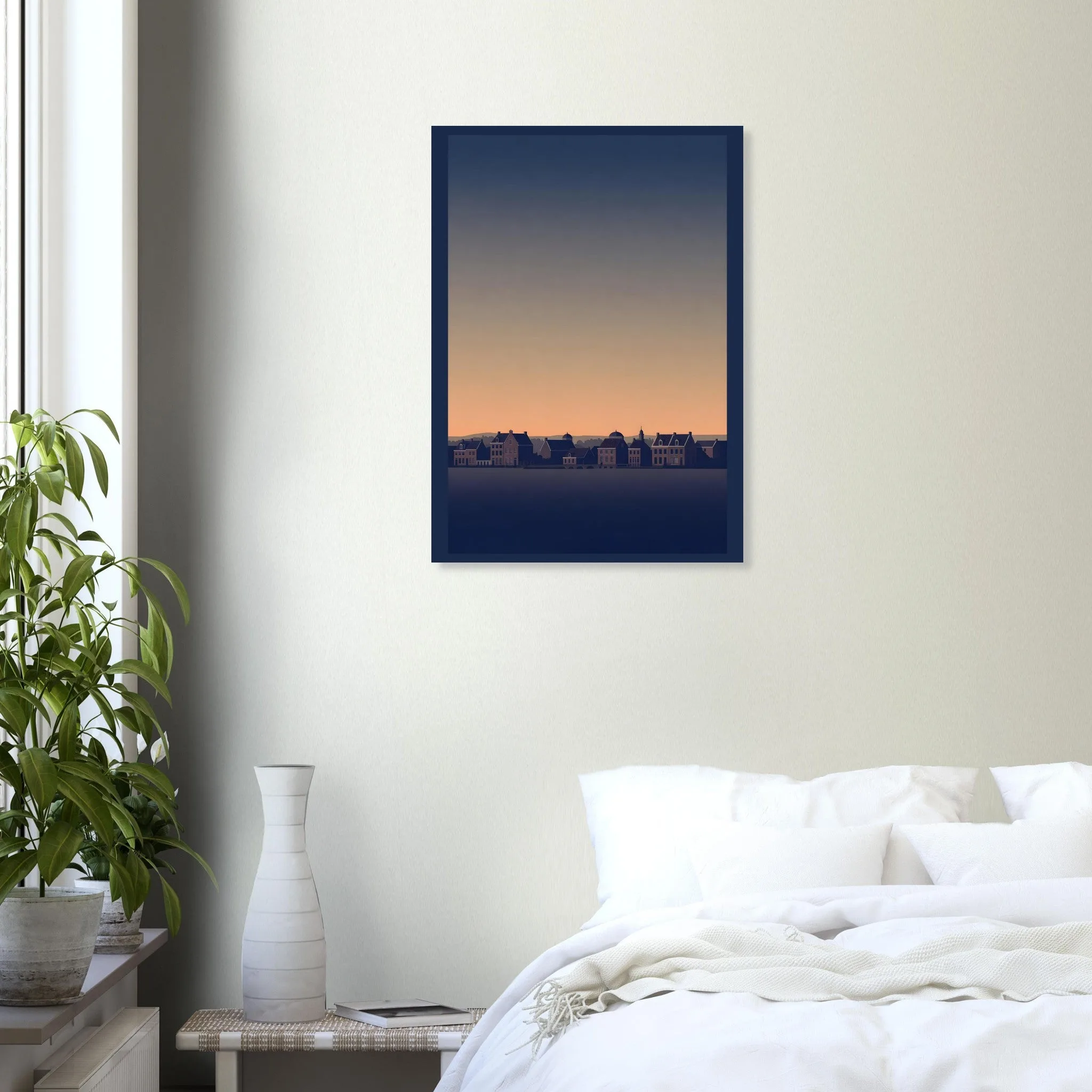 Silhouette skyline poster of Apeldoorn — warm minimalist design, from €19