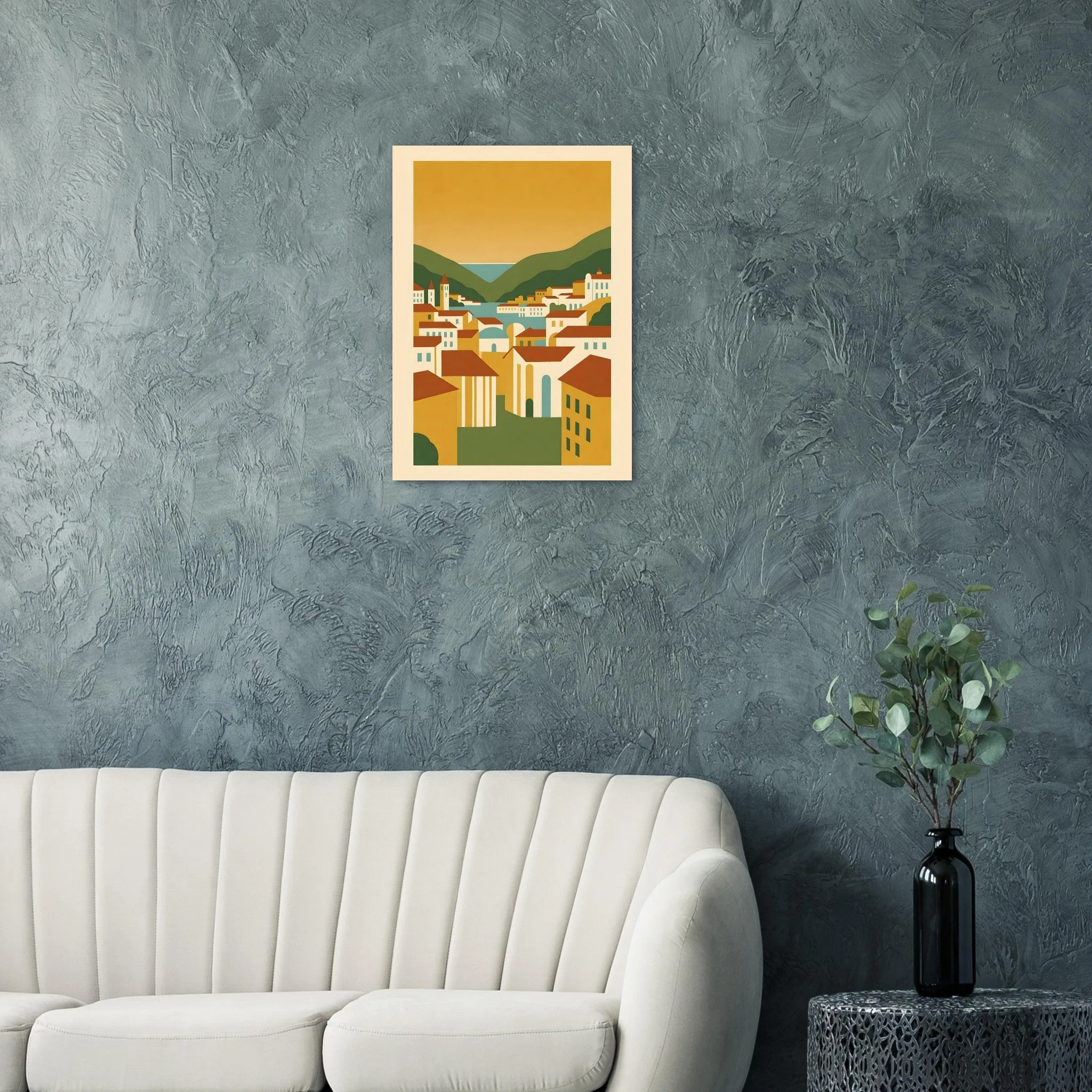 Mid-century modern poster of Innsbruck — warm minimalist design, from €19