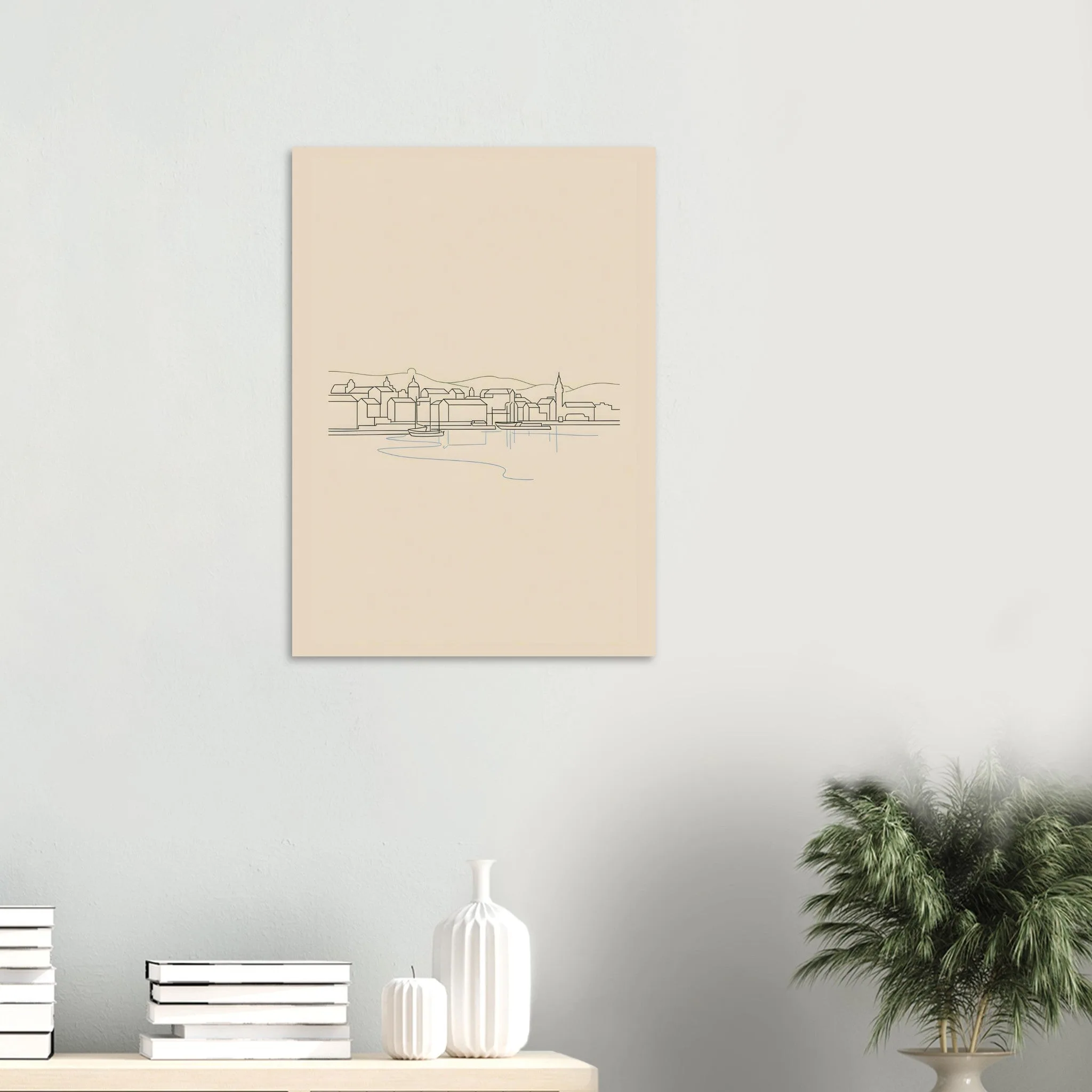 Minimalist line art poster of Västerås — warm minimalist design, from €19