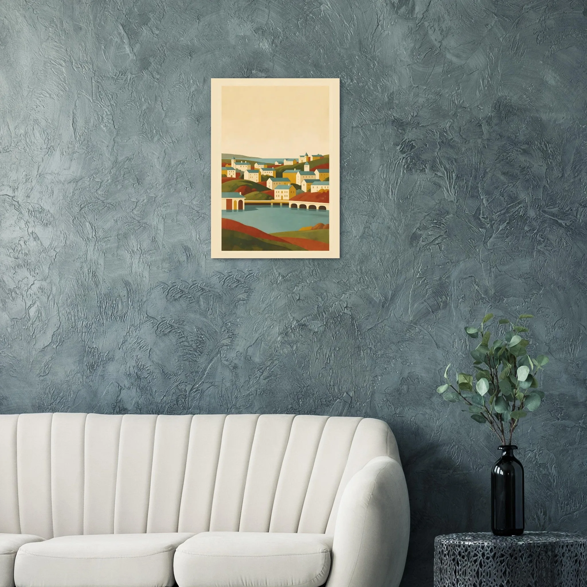 Mid-century modern poster of Örebro — warm minimalist design, from €19