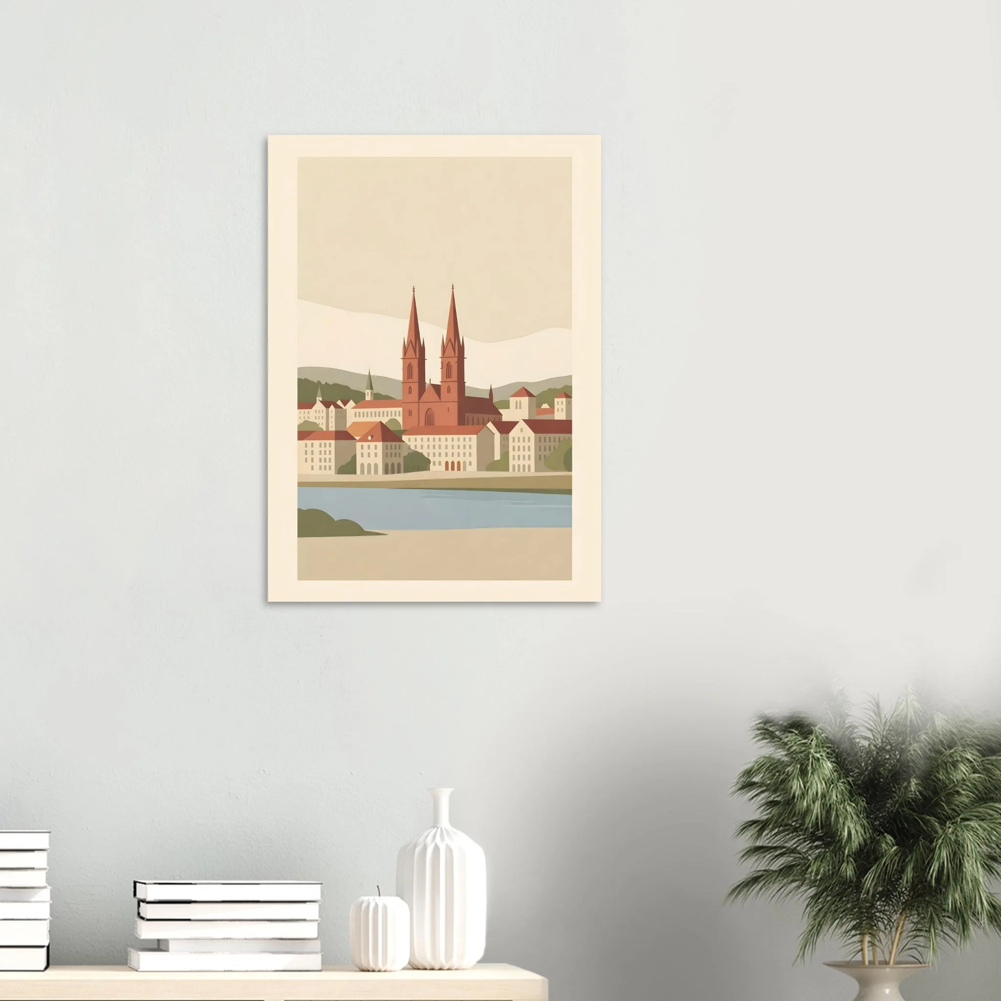 Flat vector illustration poster of Kanton Basel-Stadt — warm minimalist design, from €19